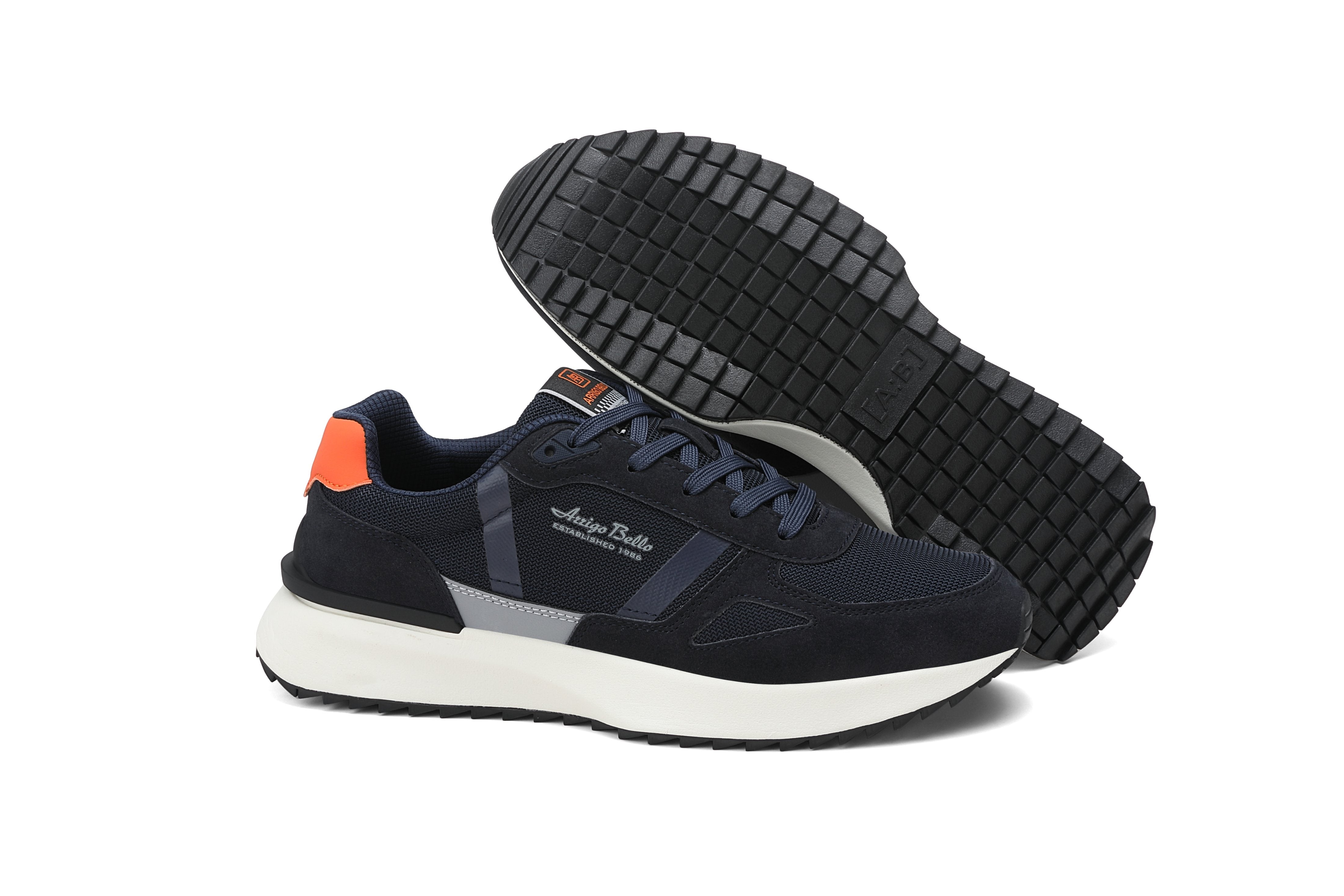 Adidasi casual pentru Barbati, Model Ziv, Realizati din Panza cu insertii piele ecologica, Talpa usoara, Arrigo Bello,Bleumarin