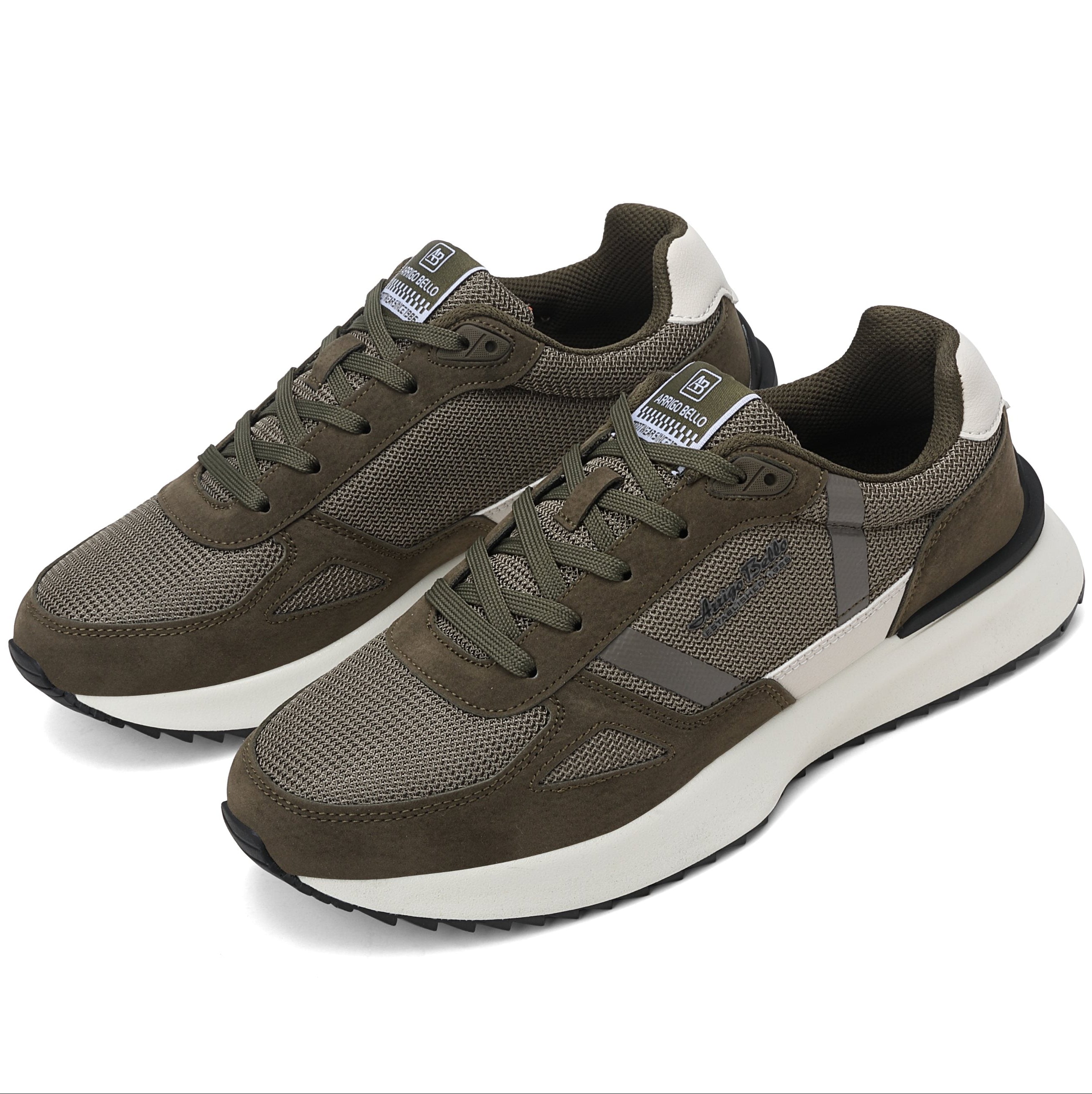 Adidasi casual pentru Barbati, Model Ziv, Realizati din Panza cu insertii piele ecologica, Talpa usoara, Arrigo Bello,Khaki