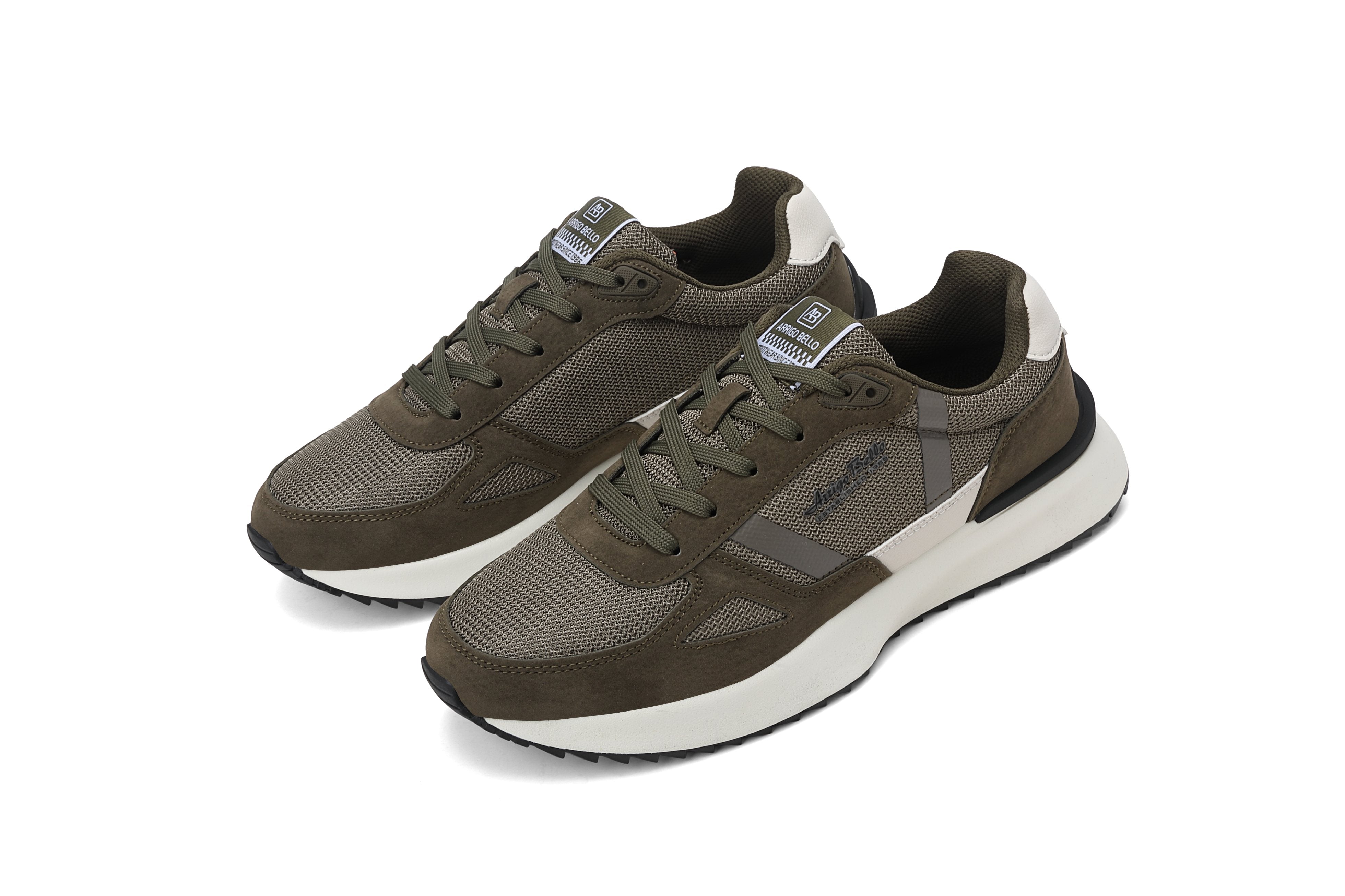 Adidasi casual pentru Barbati, Model Ziv, Realizati din Panza cu insertii piele ecologica, Talpa usoara, Arrigo Bello,Khaki