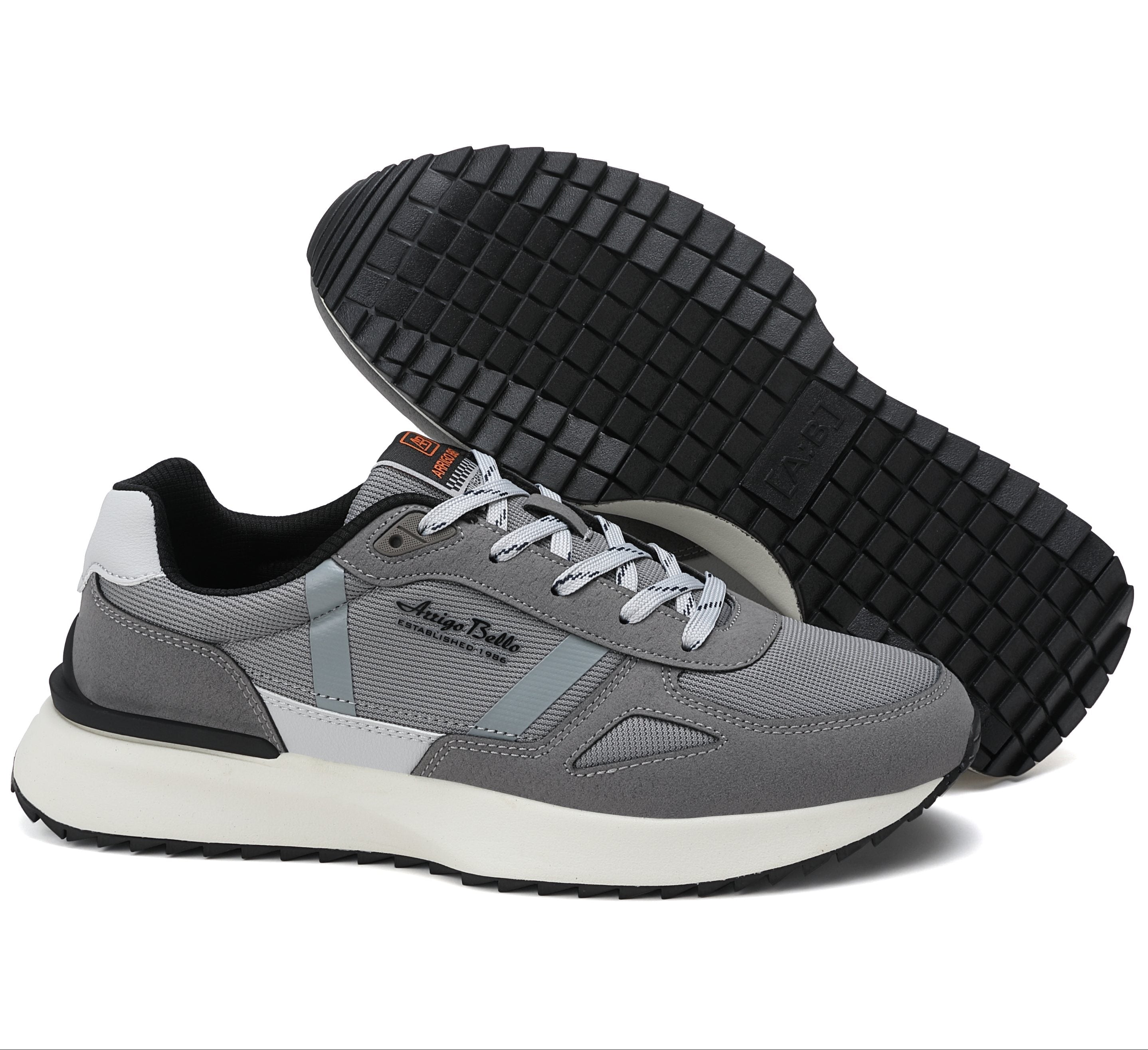 Adidasi casual pentru Barbati, Model Ziv, Realizati din Panza cu insertii piele ecologica, Talpa usoara, Arrigo Bello,Gri