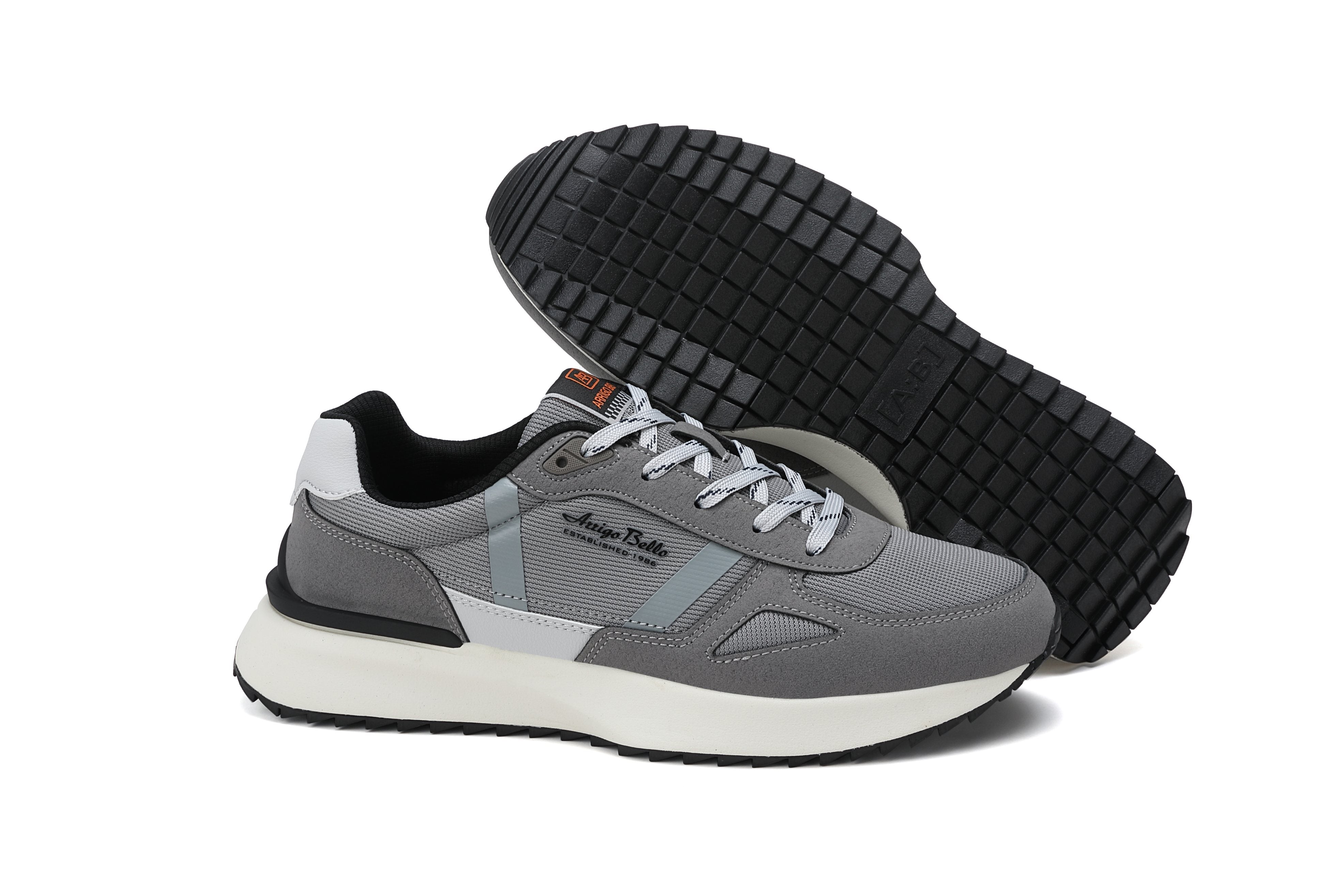 Pantofi casual pentru Barbati, Model Ziv, Realizati din Panza cu insertii piele ecologica, Talpa usoara, Arrigo Bello,Gri