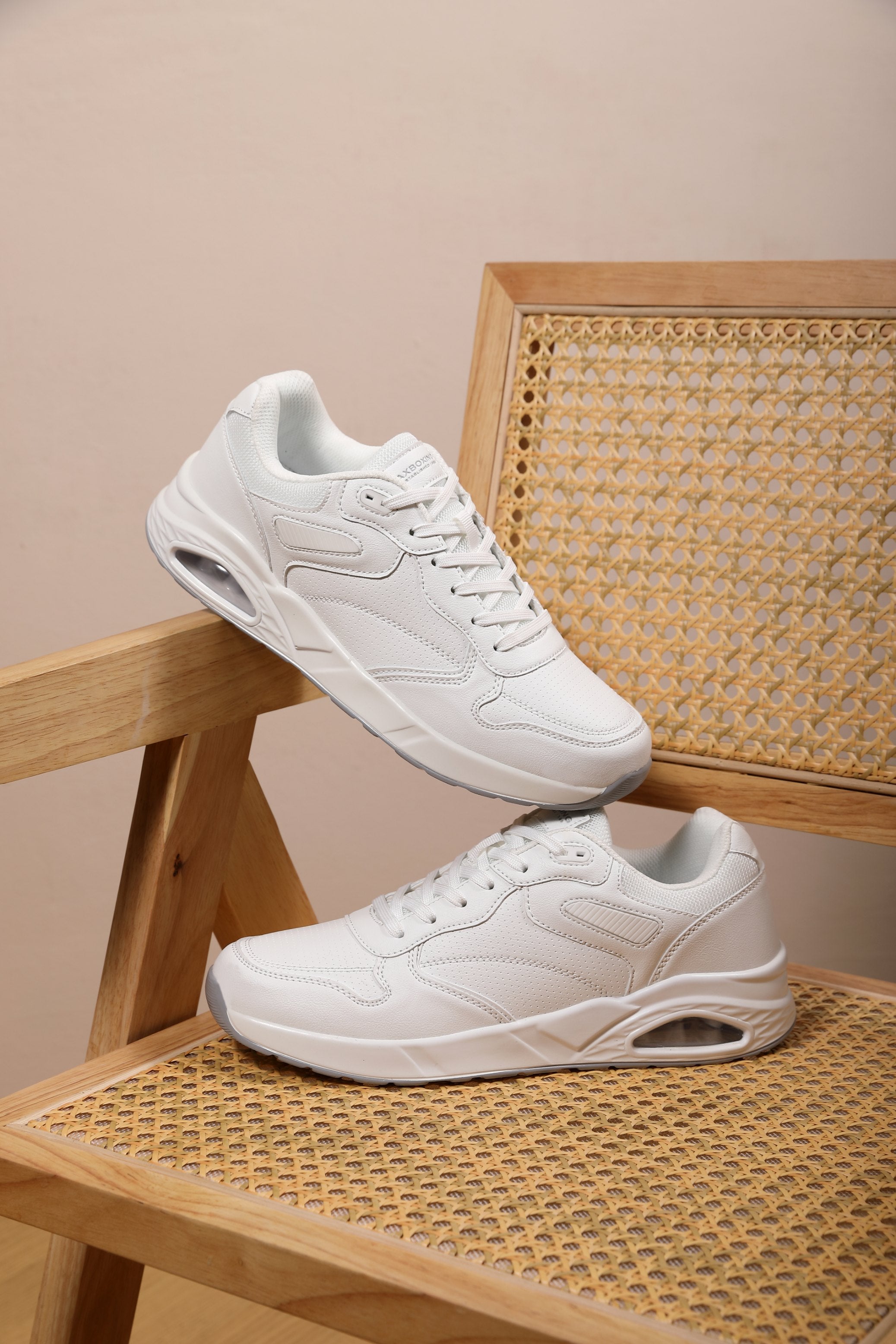 Adidasi sport-casual pentru Barbati, Model Marcus,Piele ecologica Premium, Talpa inalta, Confortabili, Ax Boxing, Alb