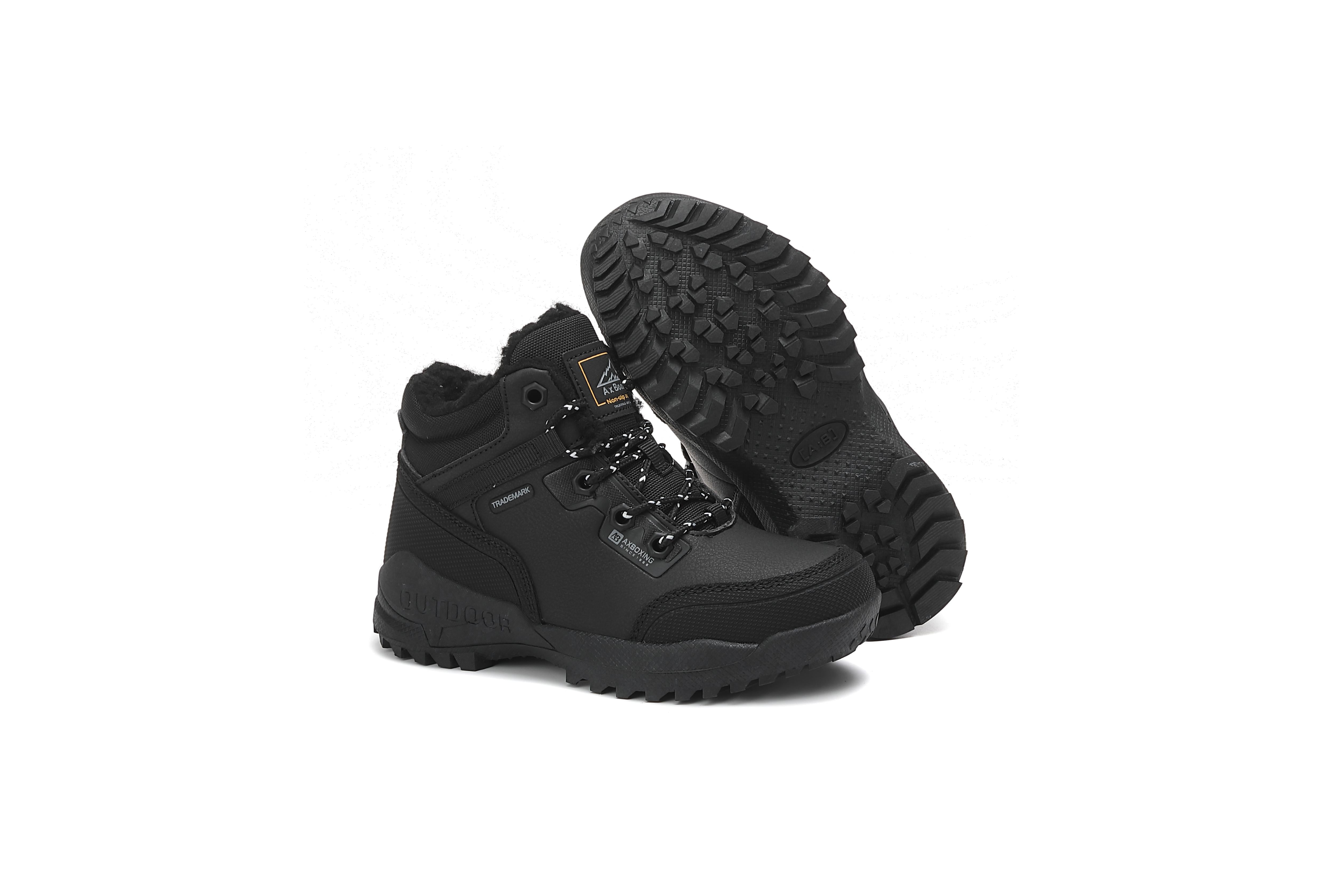 Ghete Aris Îmblănite pentru Copii, Cu Fermoar Lateral și Șiret, Piele ecologica, Talpă Antiderapanta cu Striații, Ax Boxing