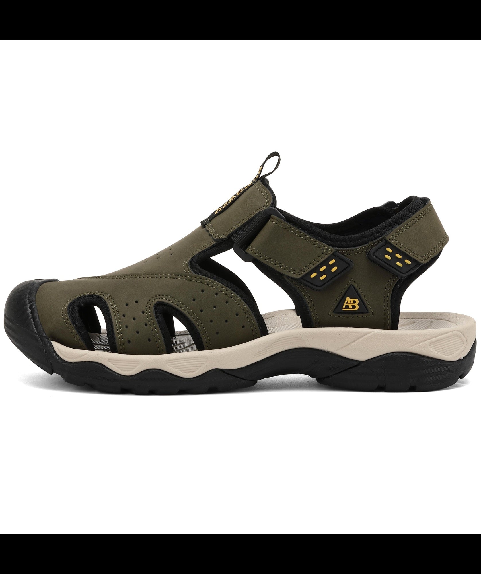 Sandale pentru Barbati,Model Oscar, Sport Casual, Piele ecologica Premium, Inchidere arici, Usoare, Confortabile, Ax Boxing,Khaki