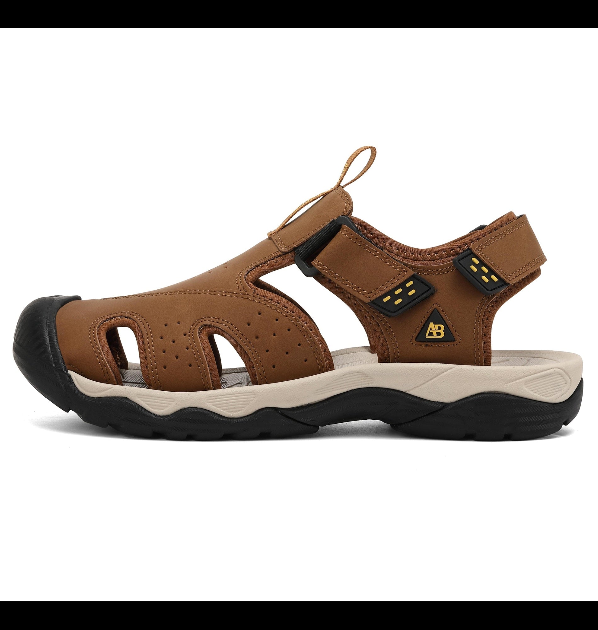 Sandale pentru Barbati,Model Oscar, Sport Casual, Piele ecologica Premium, Inchidere arici, Usoare, Confortabile, Ax Boxing, Maro