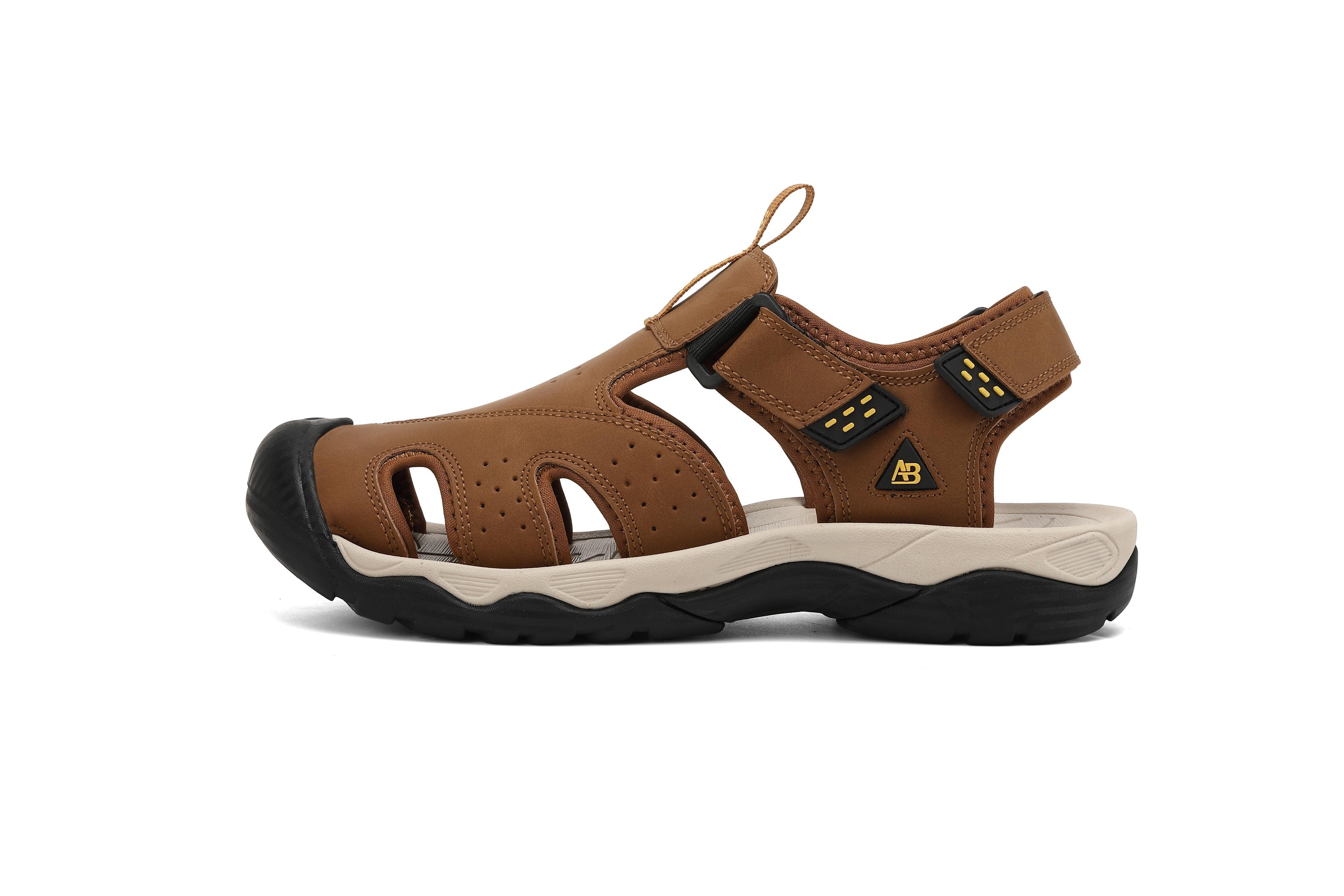 Sandale pentru Barbati,Model Oscar, Sport Casual, Piele ecologica Premium, Inchidere arici, Usoare, Confortabile, Ax Boxing, Maro