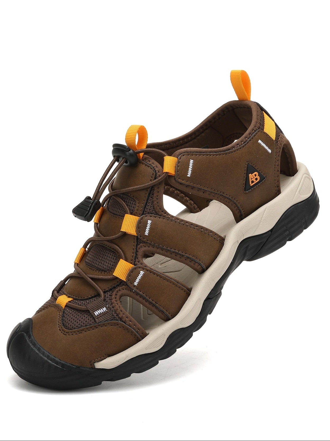 Sandale sport pentru Barbati, Model Robin, Inchidere siret elastic, Piele ecologica si Textil Premium, Ax Boxing, Maro