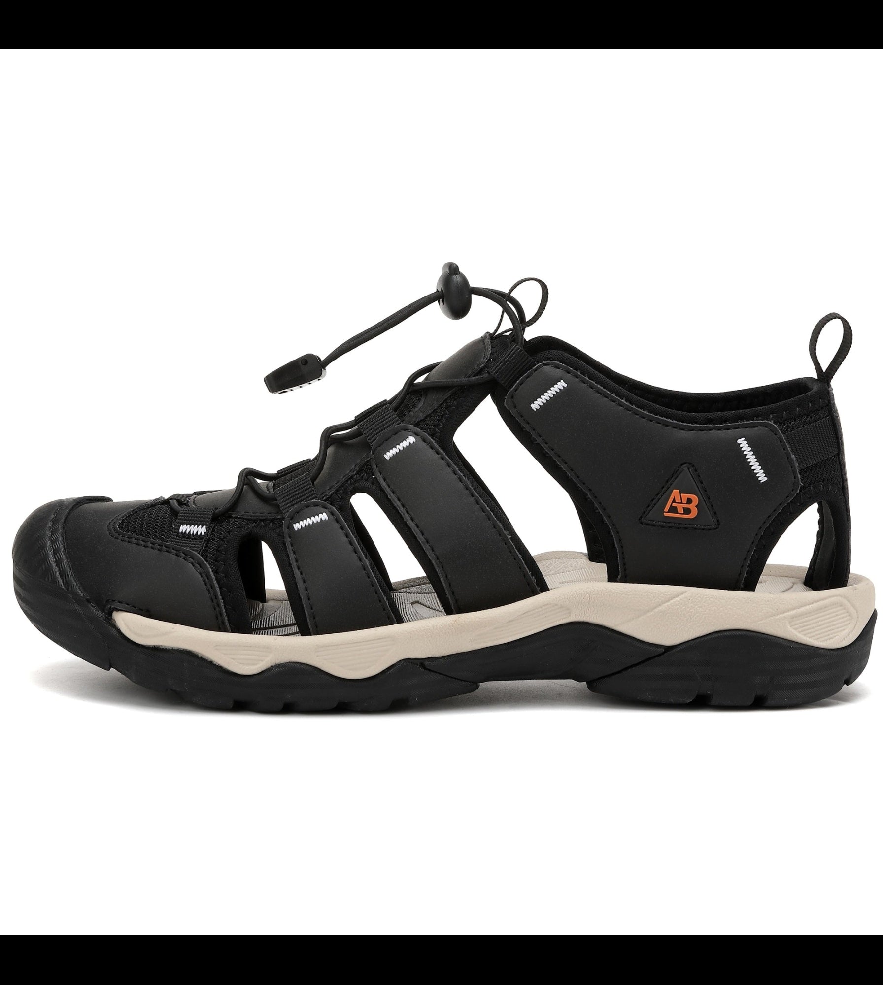 Sandale sport pentru Barbati, Model Robin, Inchidere siret elastic, Piele ecologica si Textil Premium, Ax Boxing, Negru
