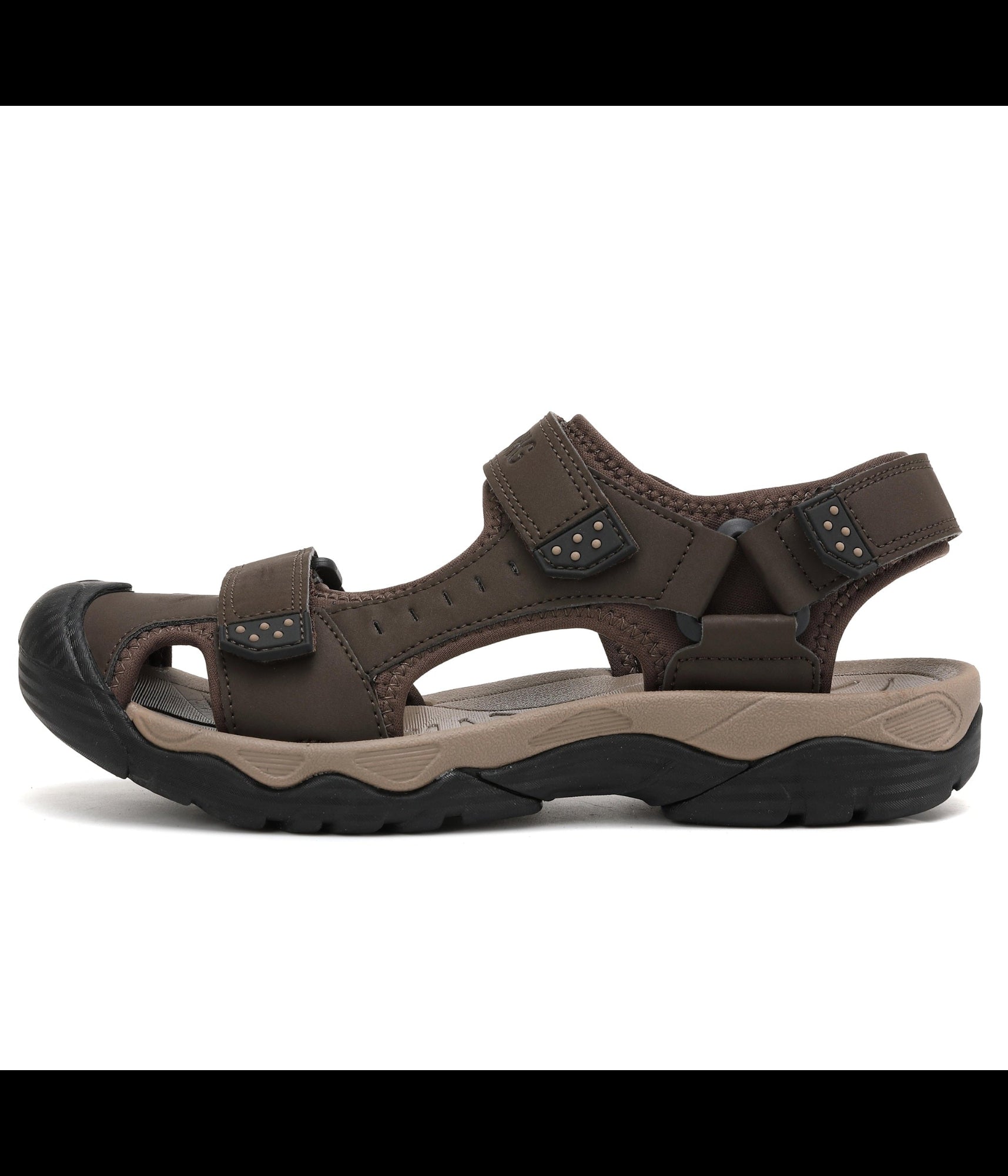 Sandale pentru Barbati, Model Silas, din Piele Ecologica Premium,Inchidere arici, Protectie Degete,Talpa usoara, Ax Boxing,Maro