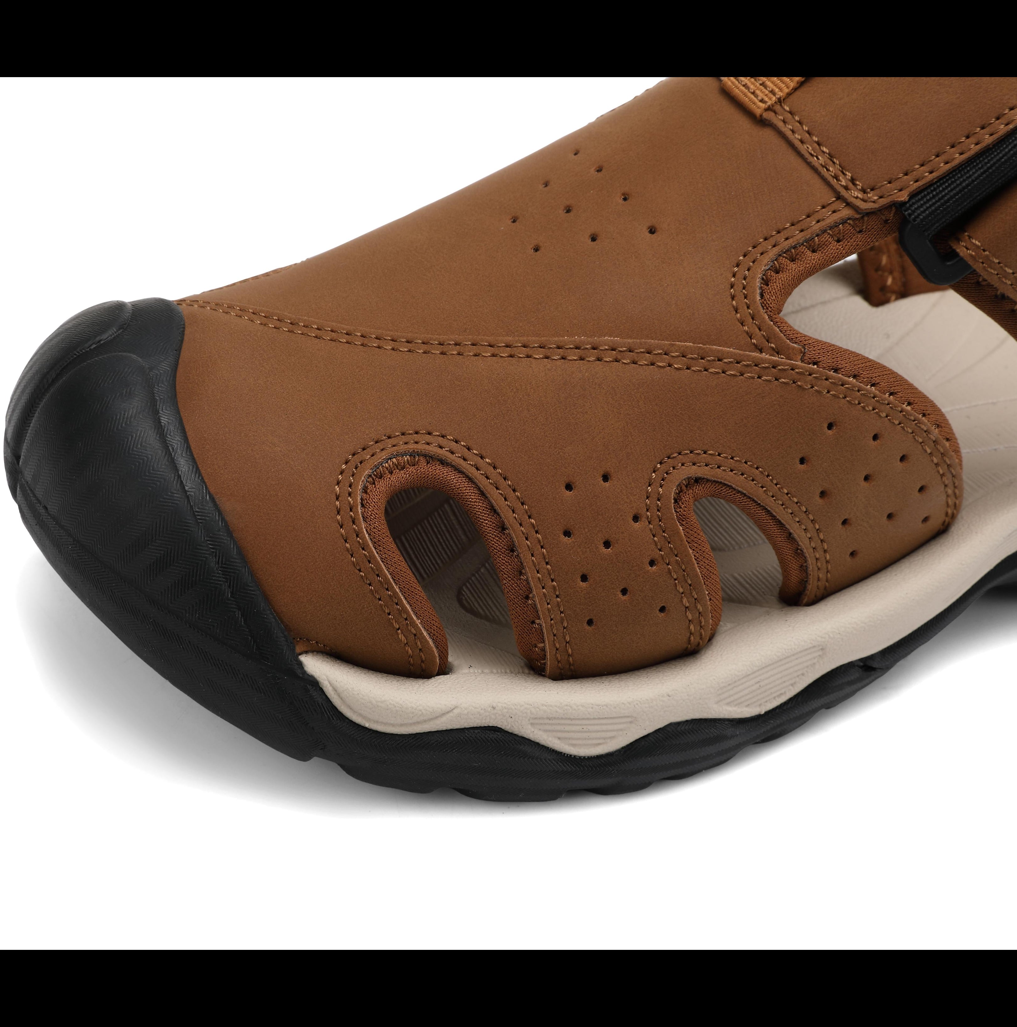 Sandale pentru Barbati,Model Oscar, Sport Casual, Piele ecologica Premium, Inchidere arici, Usoare, Confortabile, Ax Boxing, Maro