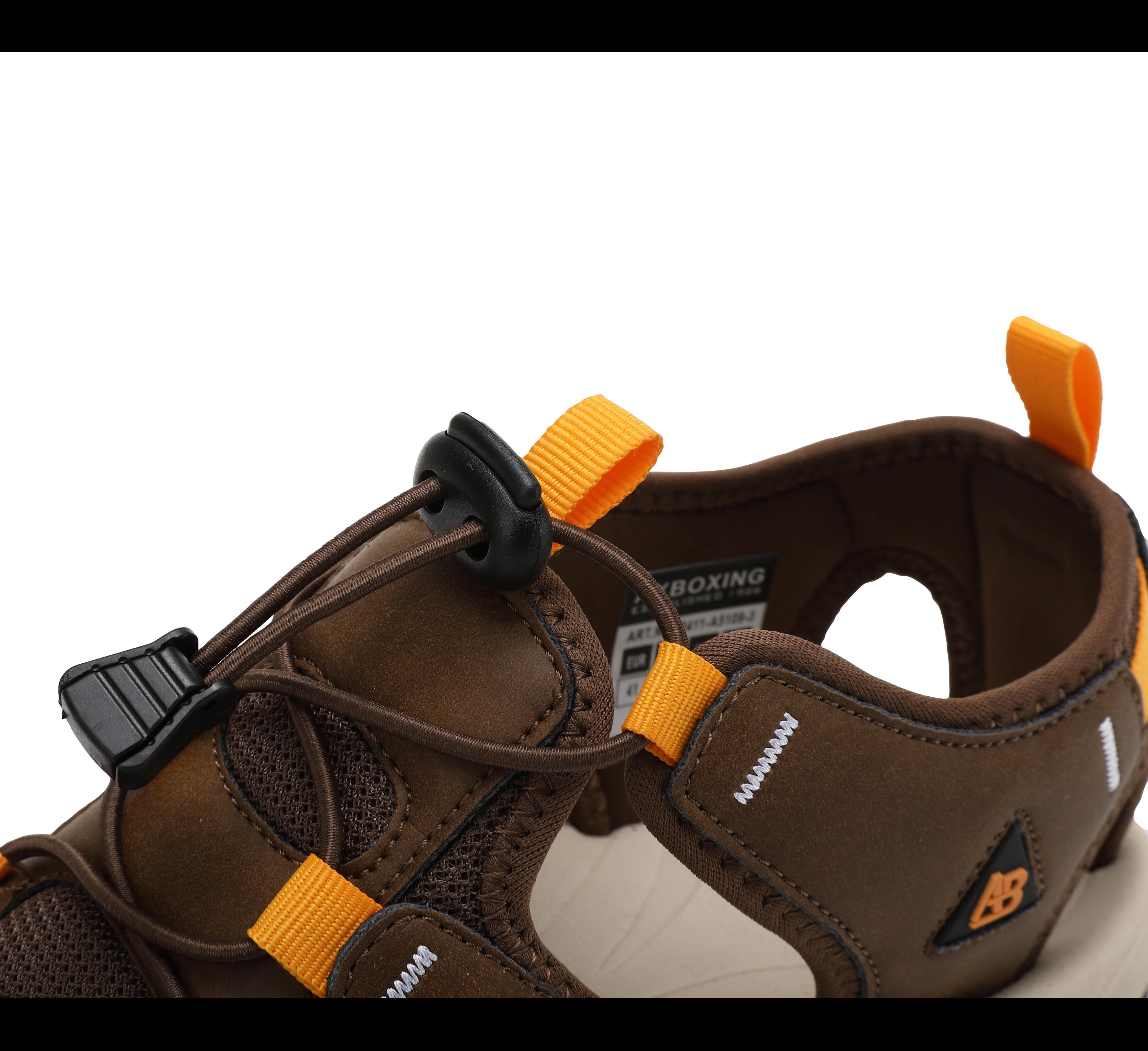 Sandale sport pentru Barbati, Model Robin, Inchidere siret elastic, Piele ecologica si Textil Premium, Ax Boxing, Maro
