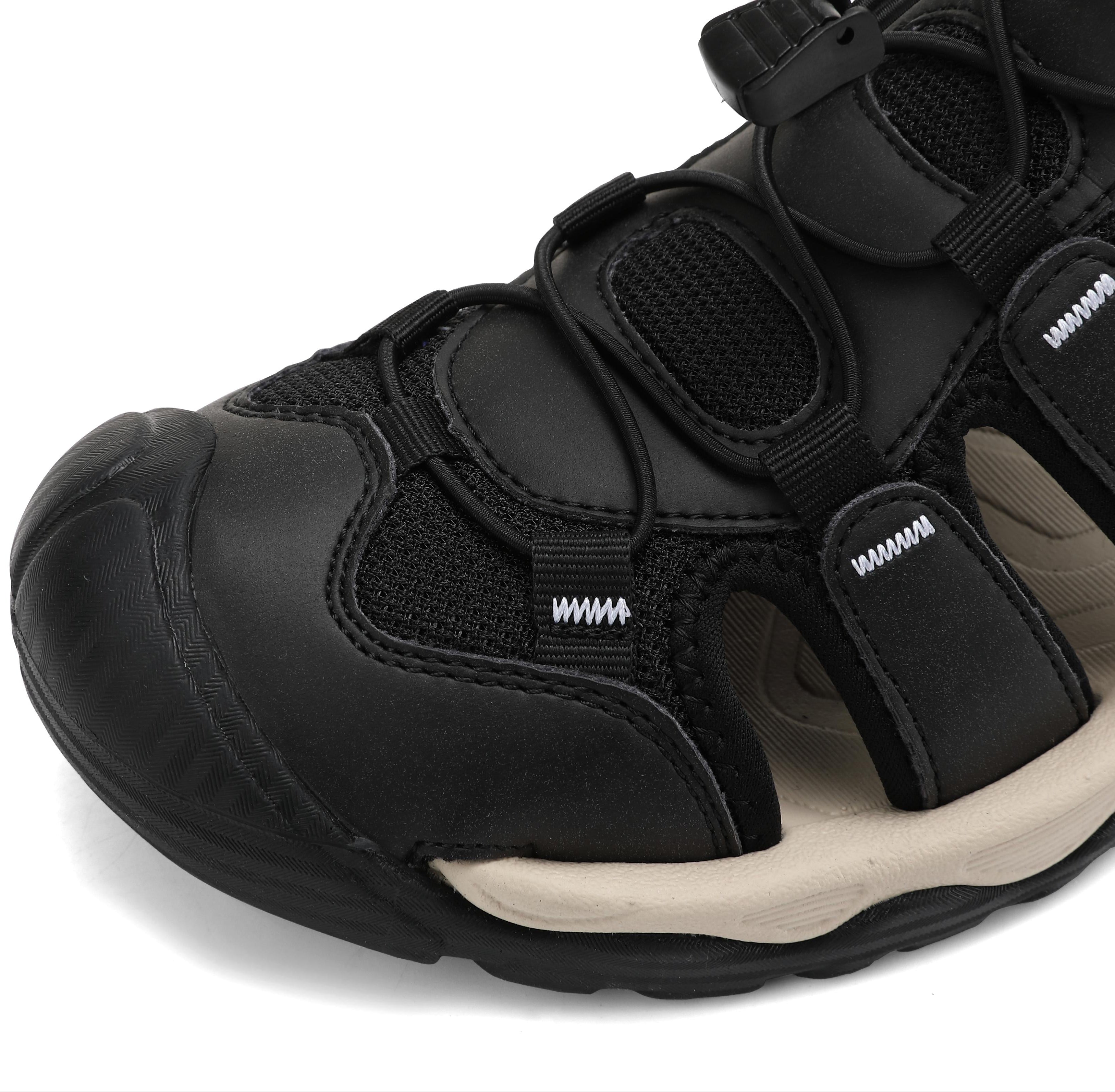 Sandale sport pentru Barbati, Model Robin, Inchidere siret elastic, Piele ecologica si Textil Premium, Ax Boxing, Negru