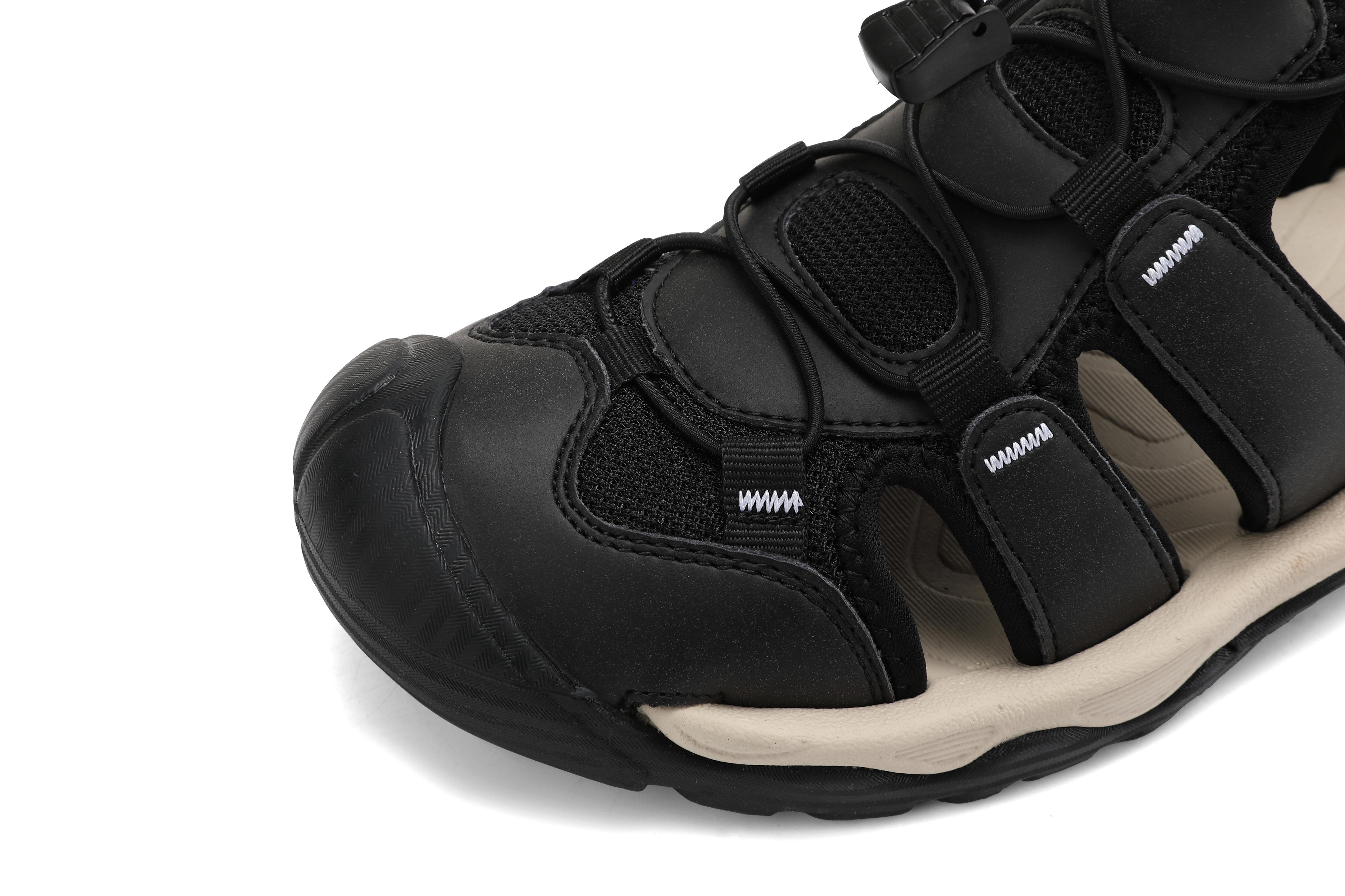 Sandale sport pentru Barbati, Model Robin, Inchidere siret elastic, Piele ecologica si Textil Premium, Ax Boxing, Negru