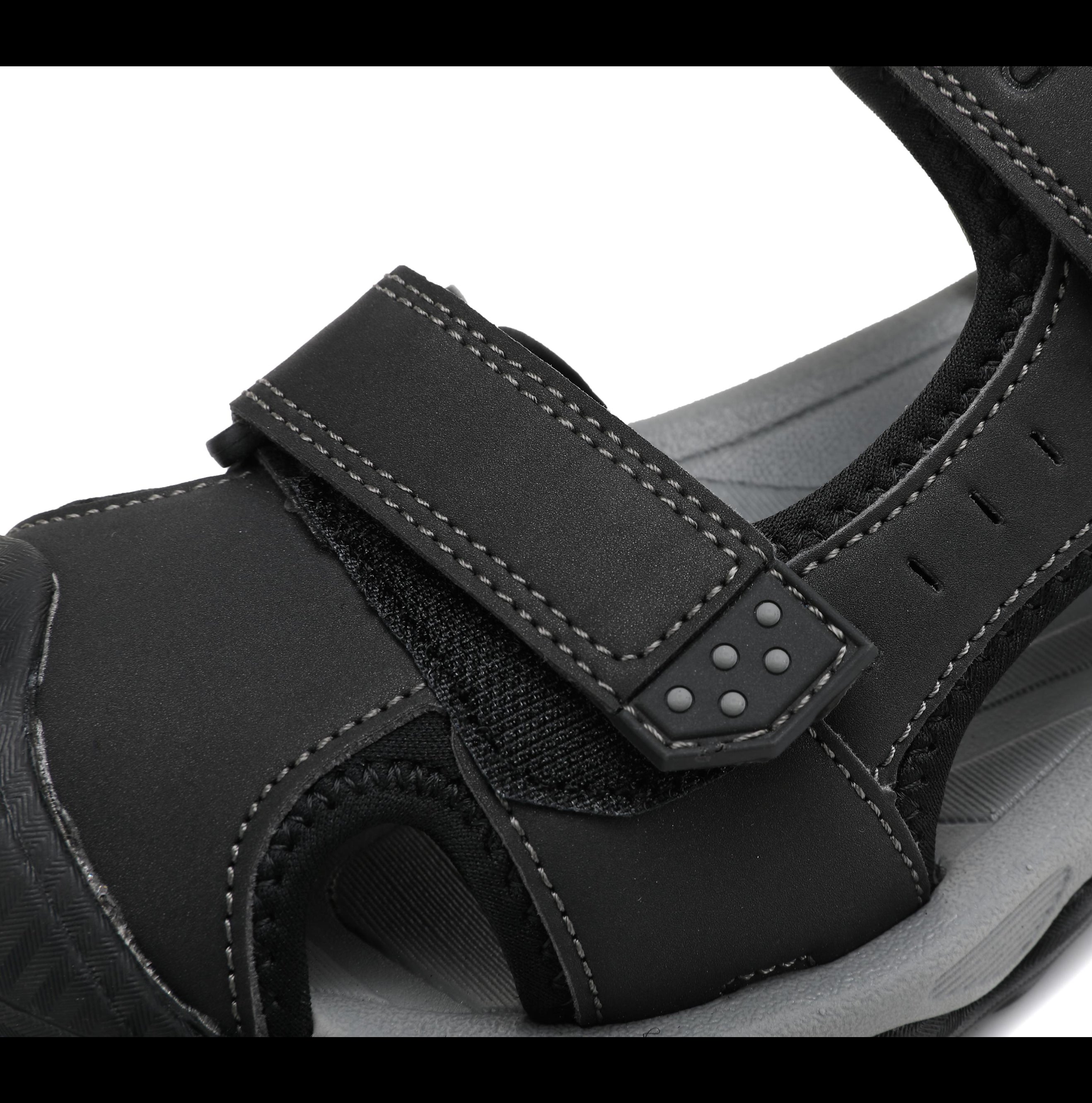 Sandale pentru Barbati, Model Silas, din Piele Ecologica Premium,Inchidere arici, Protectie Degete,Talpa usoara, Ax Boxing,Negru