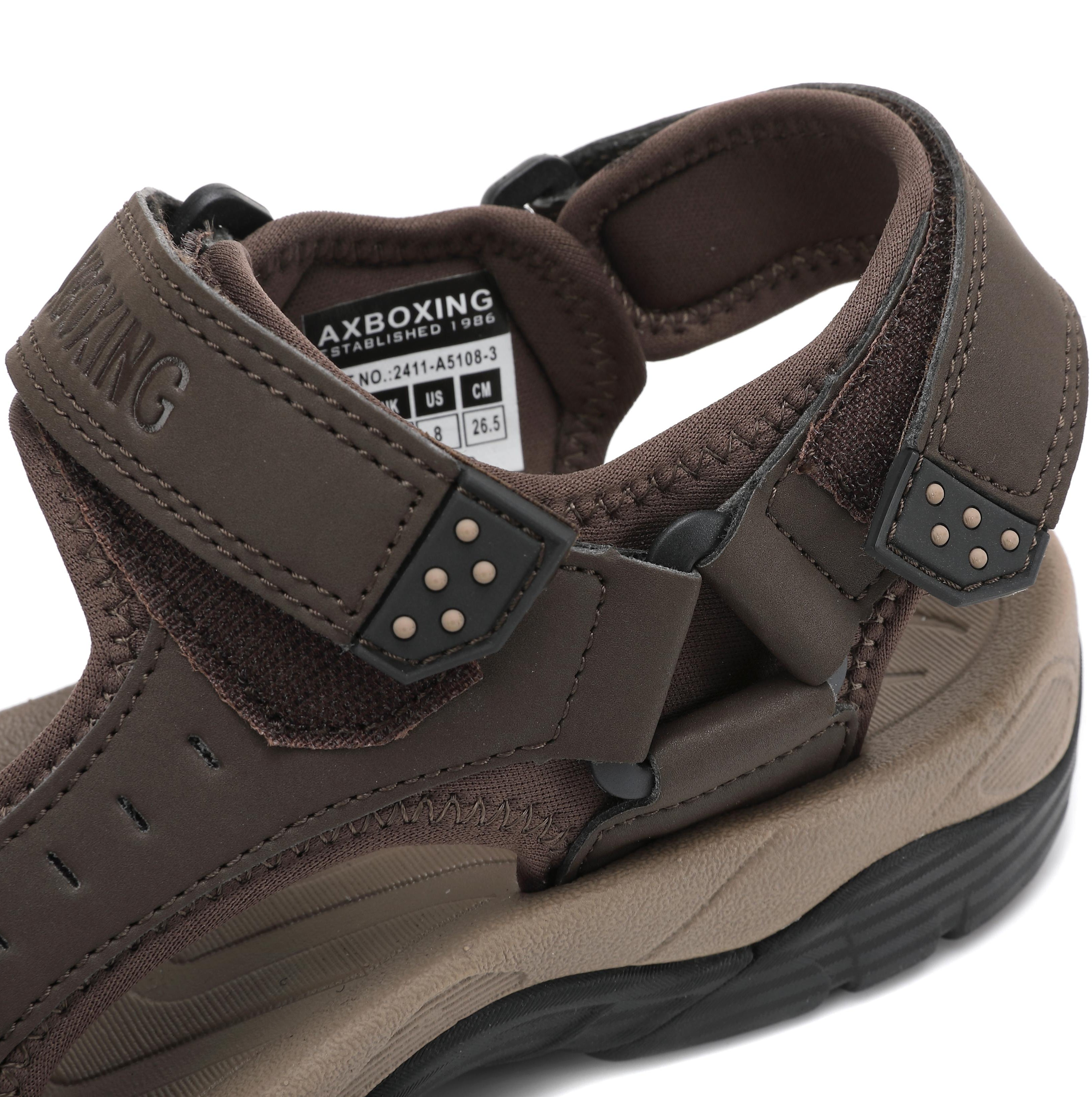 Sandale pentru Barbati, Model Silas, din Piele Ecologica Premium,Inchidere arici, Protectie Degete,Talpa usoara, Ax Boxing,Maro
