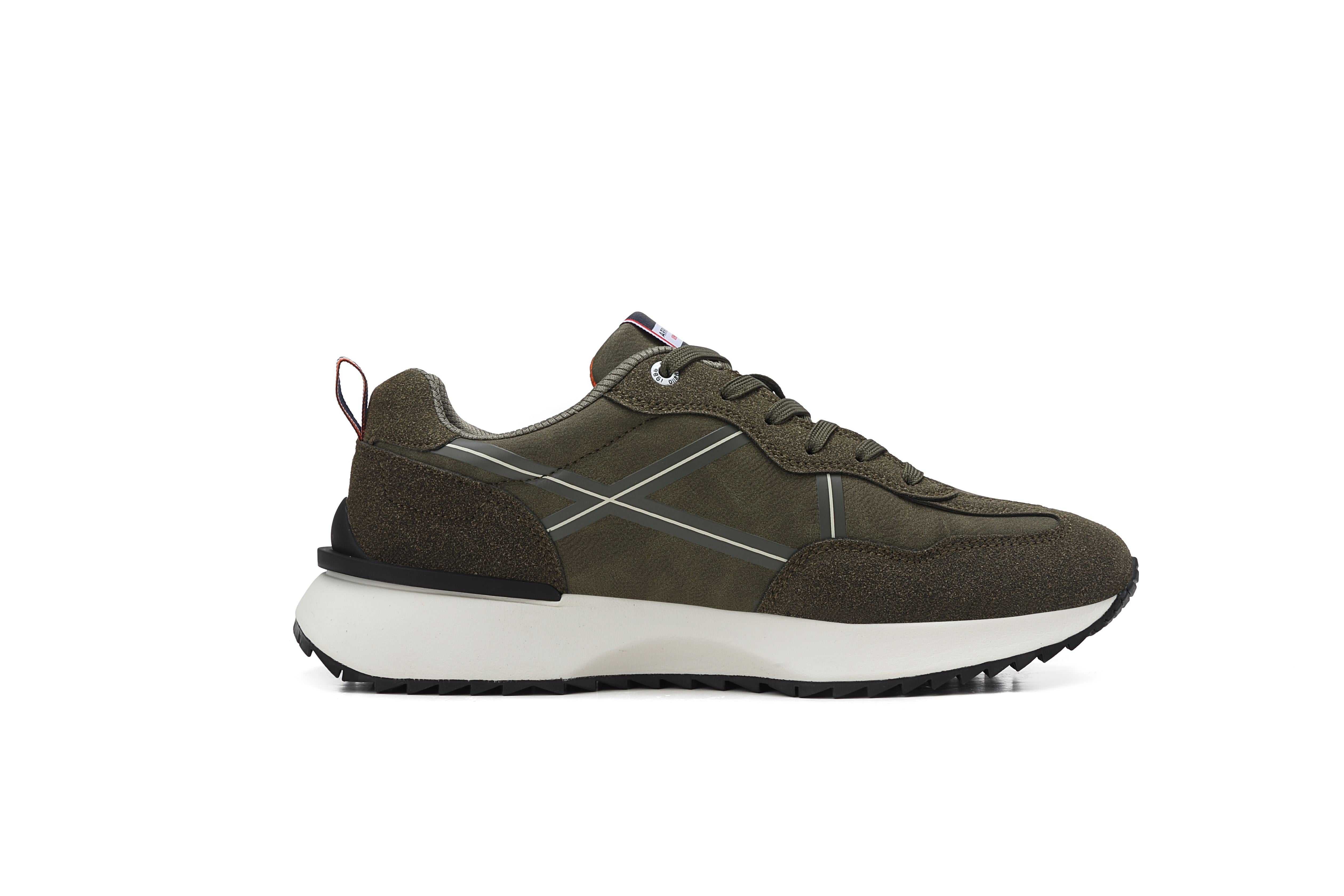 Adidasi casual pentru Barbati,Model Sirio, piele ecologică și piele întoarsă, talpă ușoară confortabilă,Arrigo Bello, Khaki