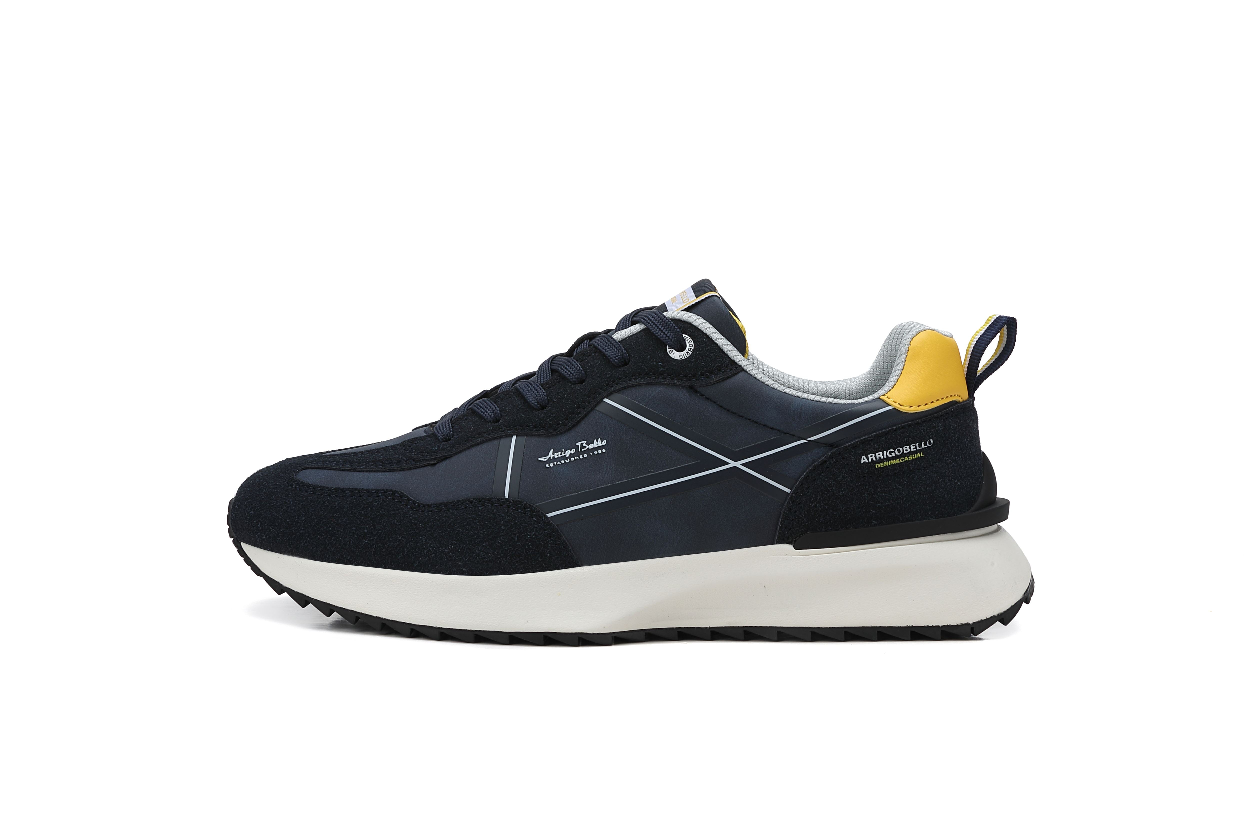 Adidasi casual pentru Barbati,Model Sirio, piele ecologică și piele întoarsă, talpă ușoară confortabilă,Arrigo Bello, Bleumarin