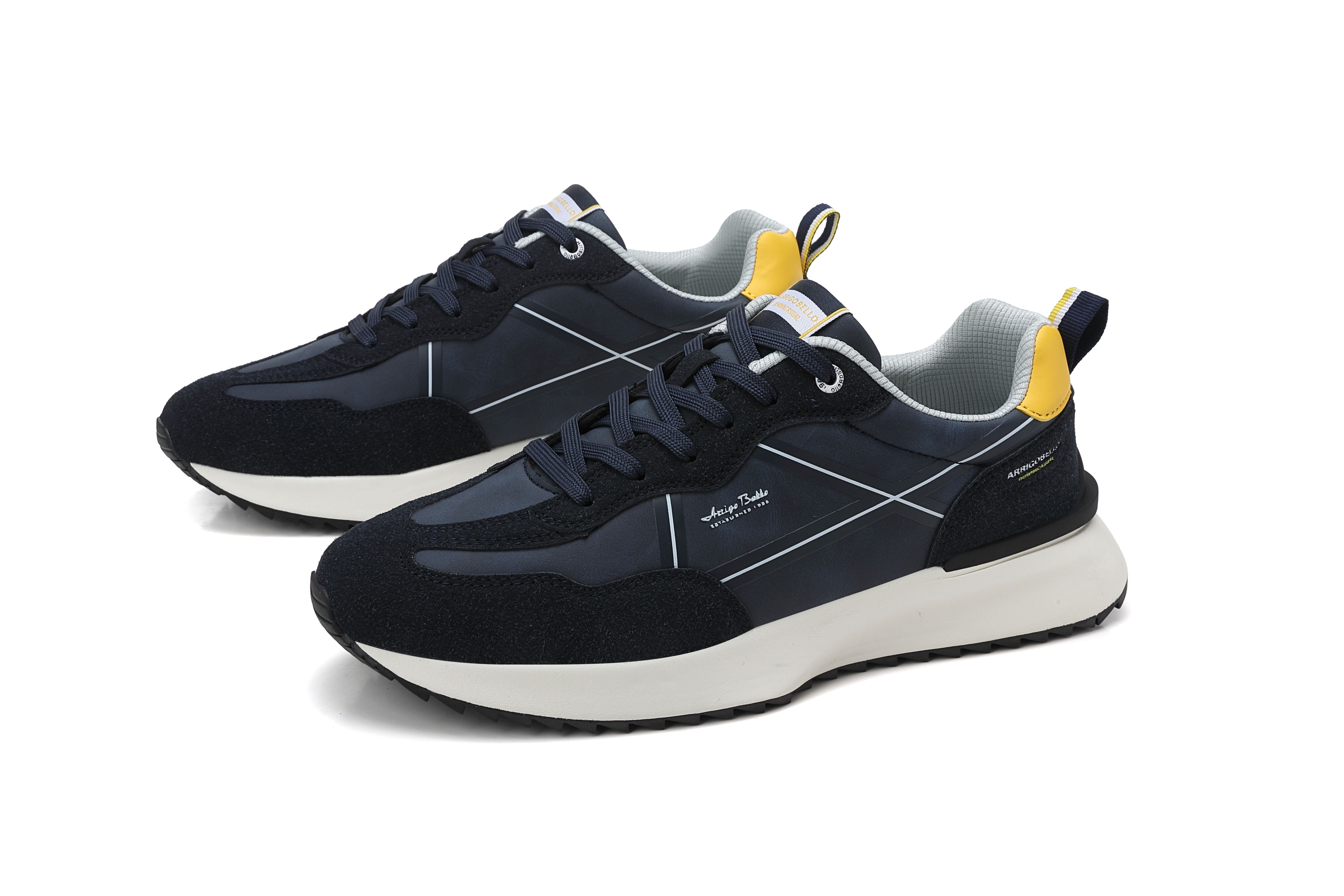 Adidasi casual pentru Barbati,Model Sirio, piele ecologică și piele întoarsă, talpă ușoară confortabilă,Arrigo Bello, Bleumarin
