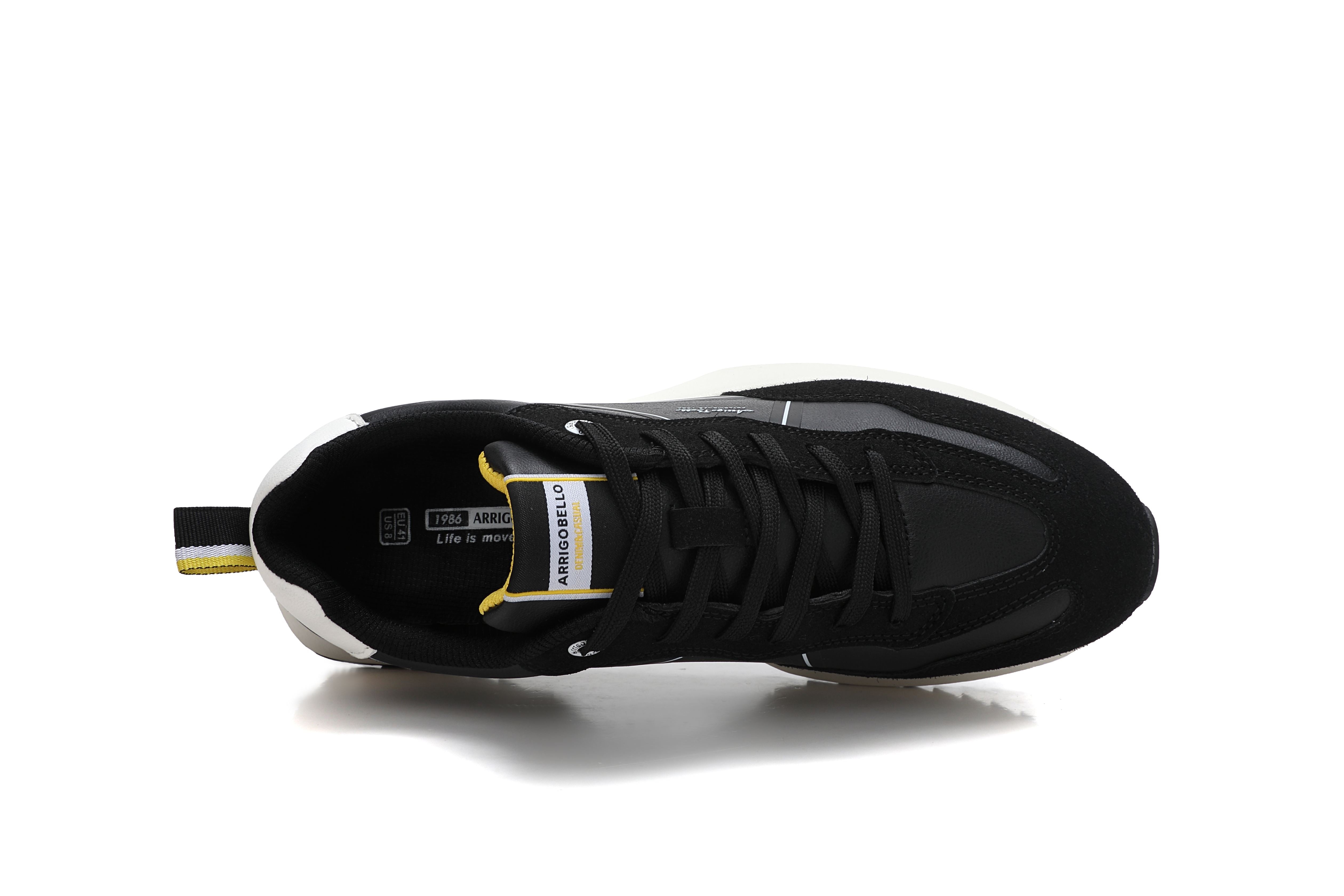 Adidasi casual pentru Barbati,Model Sirio, piele ecologică și piele întoarsă, talpă ușoară confortabilă,Arrigo Bello, Negru