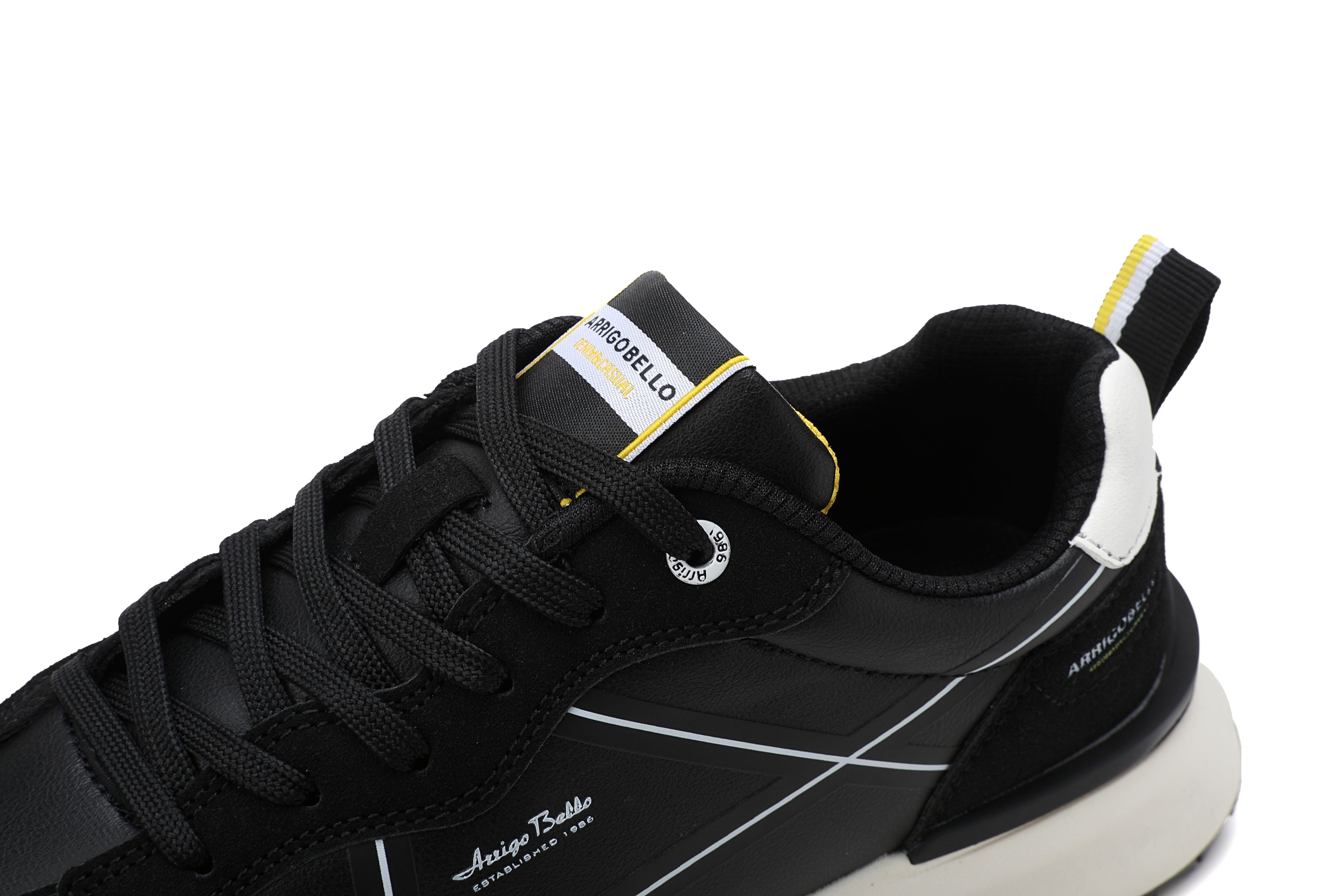 Adidasi casual pentru Barbati,Model Sirio, piele ecologică și piele întoarsă, talpă ușoară confortabilă,Arrigo Bello, Negru