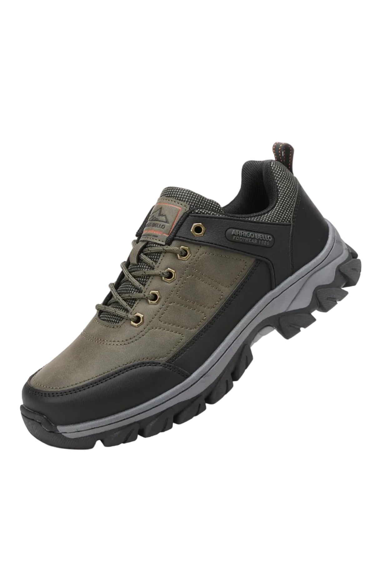 Adidasi pentru Barbati, Model Oven, Trekking, Piele ecologica Premium, Talpa Cusuta, Rezistenti, Arrigo Bello, Khaki
