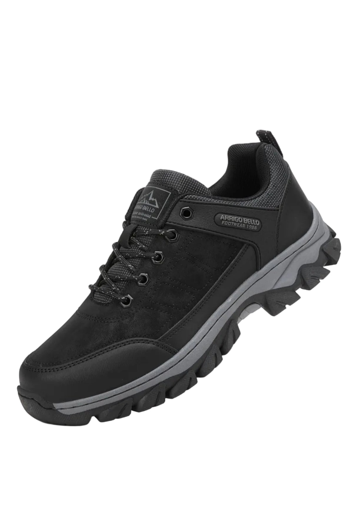Adidasi pentru Barbati, Model Oven, Trekking, Piele ecologica Premium, Talpa Cusuta, Rezistenti, Arrigo Bello, Negru