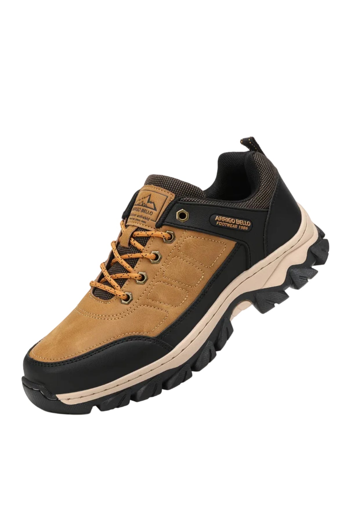 Adidasi pentru Barbati, Model Oven, Trekking, Piele ecologica Premium, Talpa Cusuta, Rezistenti, Arrigo Bello, Camel