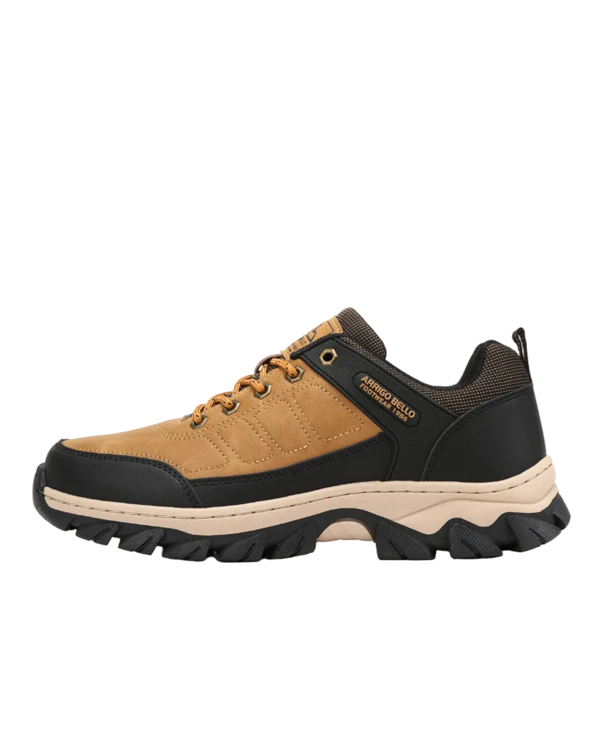 Adidasi pentru Barbati, Model Oven, Trekking, Piele ecologica Premium, Talpa Cusuta, Rezistenti, Arrigo Bello, Camel