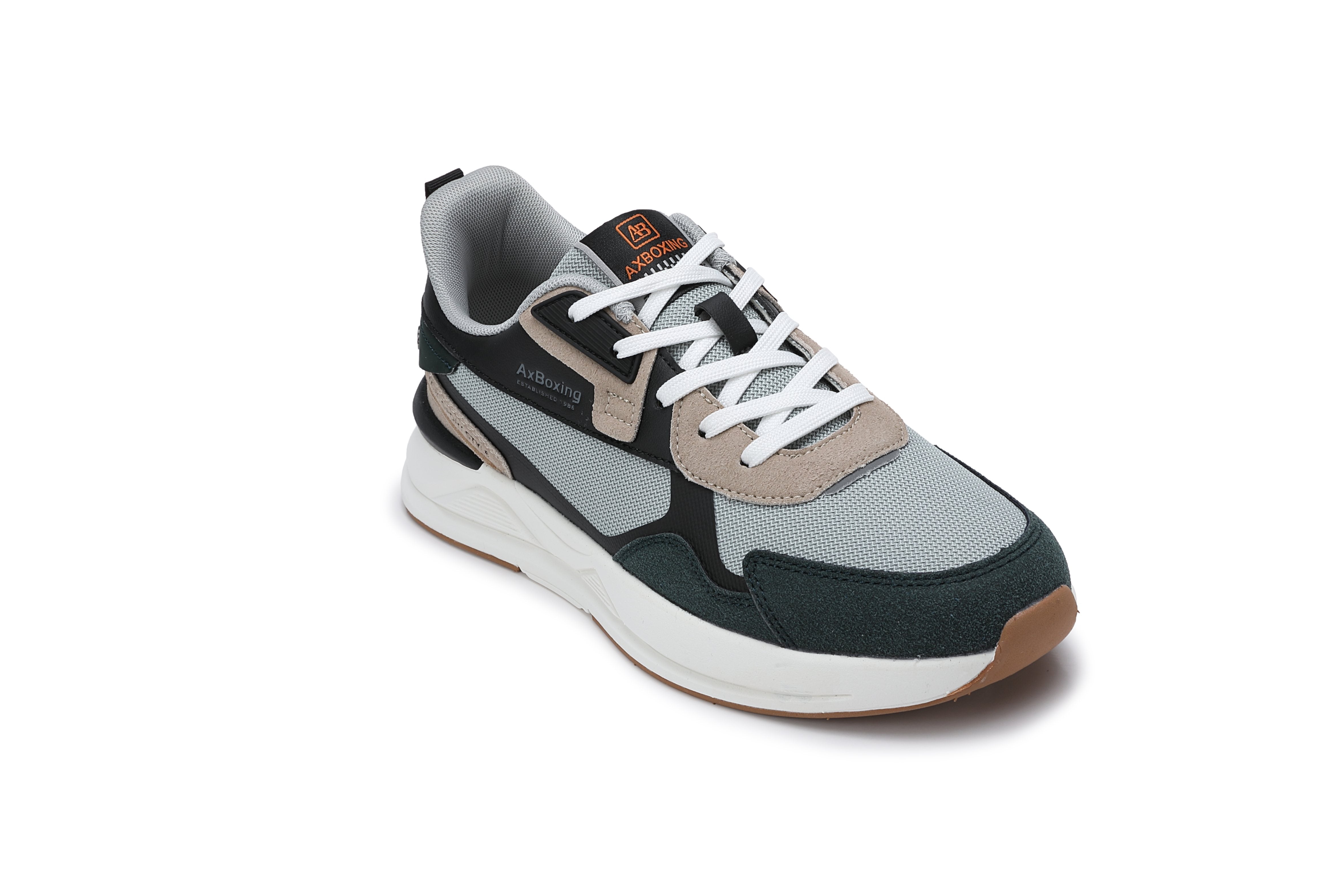 Adidasi sport pentru Dama si Adolescenti, Model Riso, Realizati din textil-Panza, Talpa usoara de spuma, Ax Boxing, Gri-khaki
