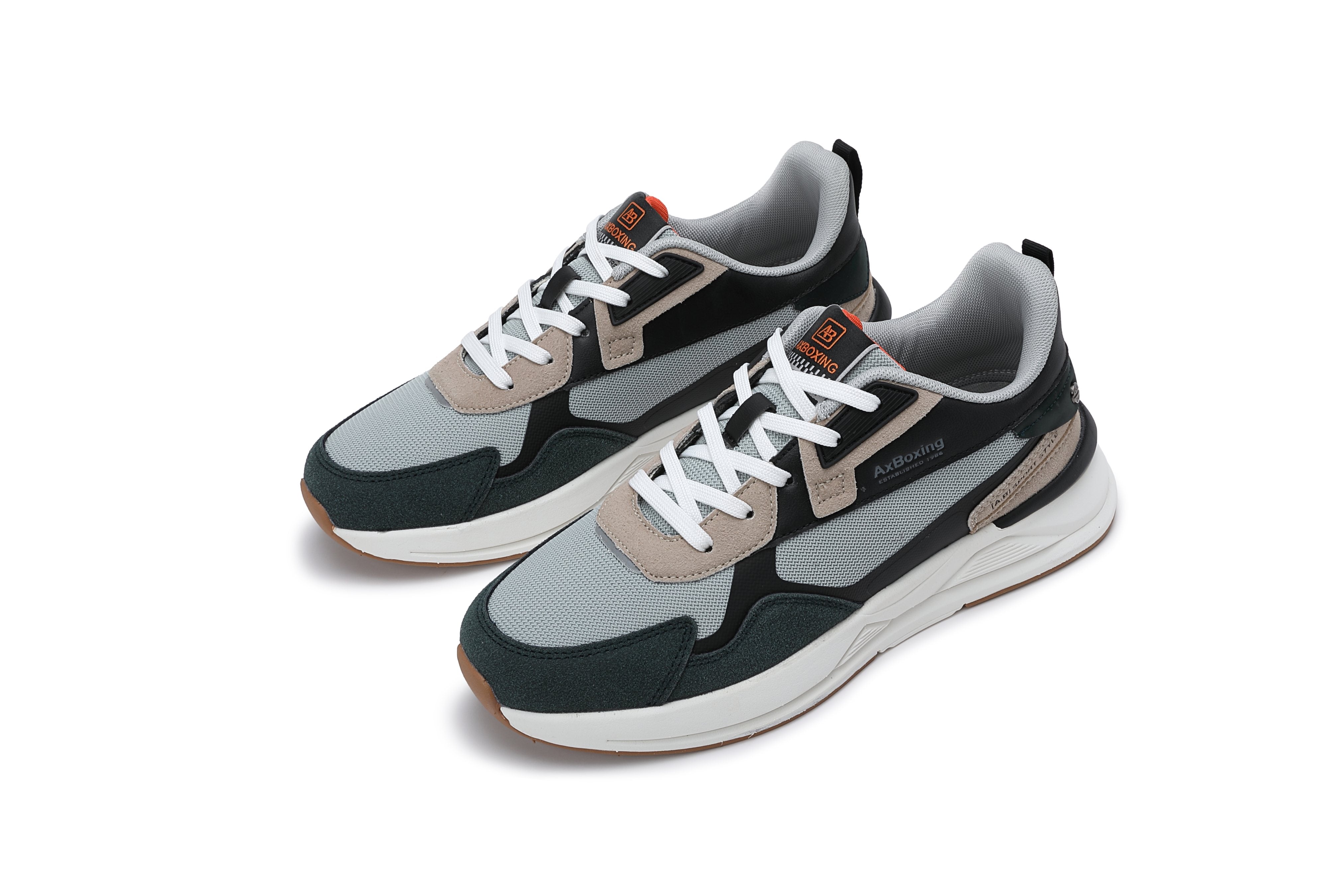 Pantofi sport pentru Barbati, Model Paxo, Realizati din Panza cu insertii piele ecologica, Talap usoara din Spuma, Ax Boxing, Khaki
