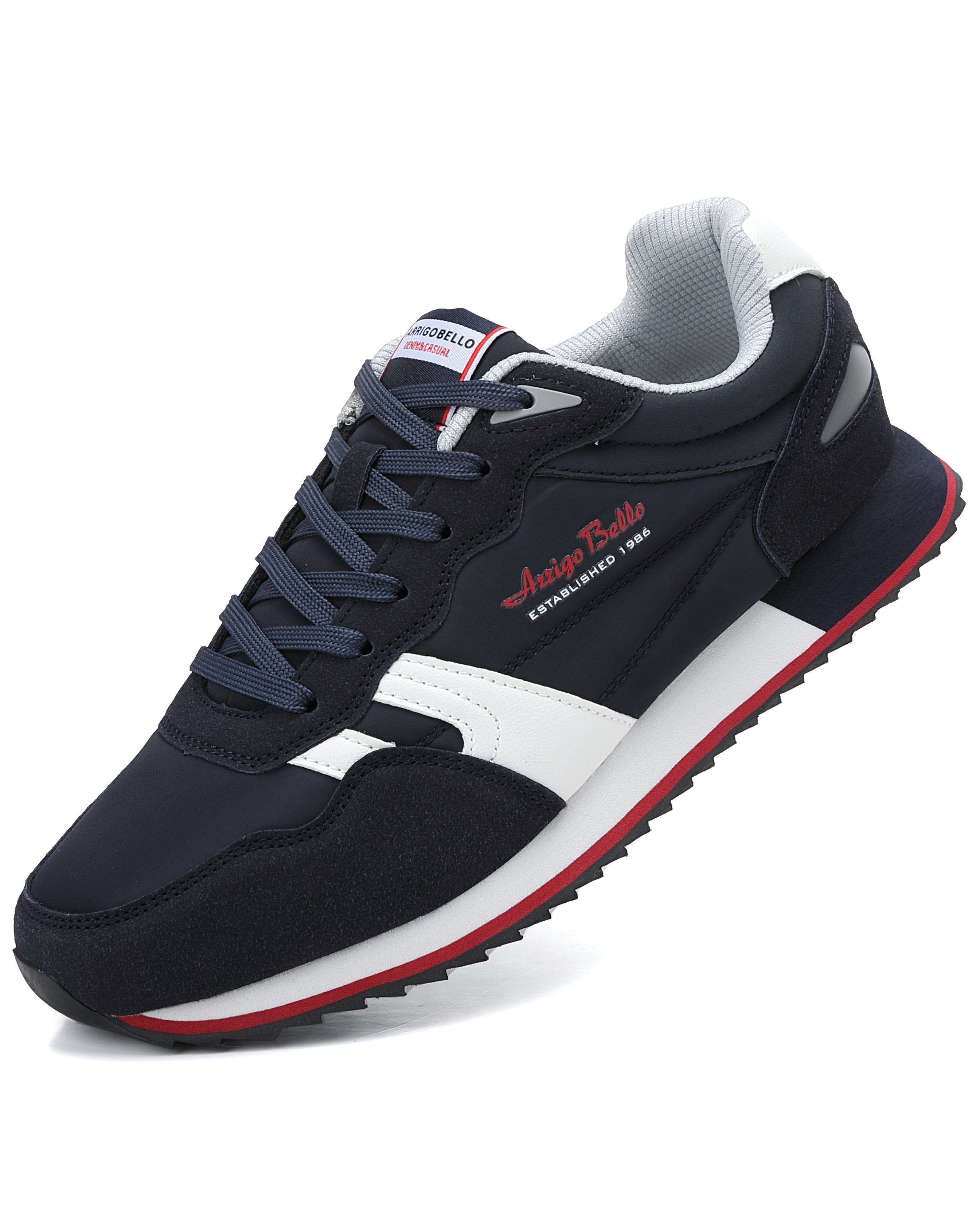 Adidasi casual pentru Barbati, Model Yvar, Realizati din textil- fâș, Insertii piele ecologica, Talpa usoara, Arrigo Bello,Bleumarin
