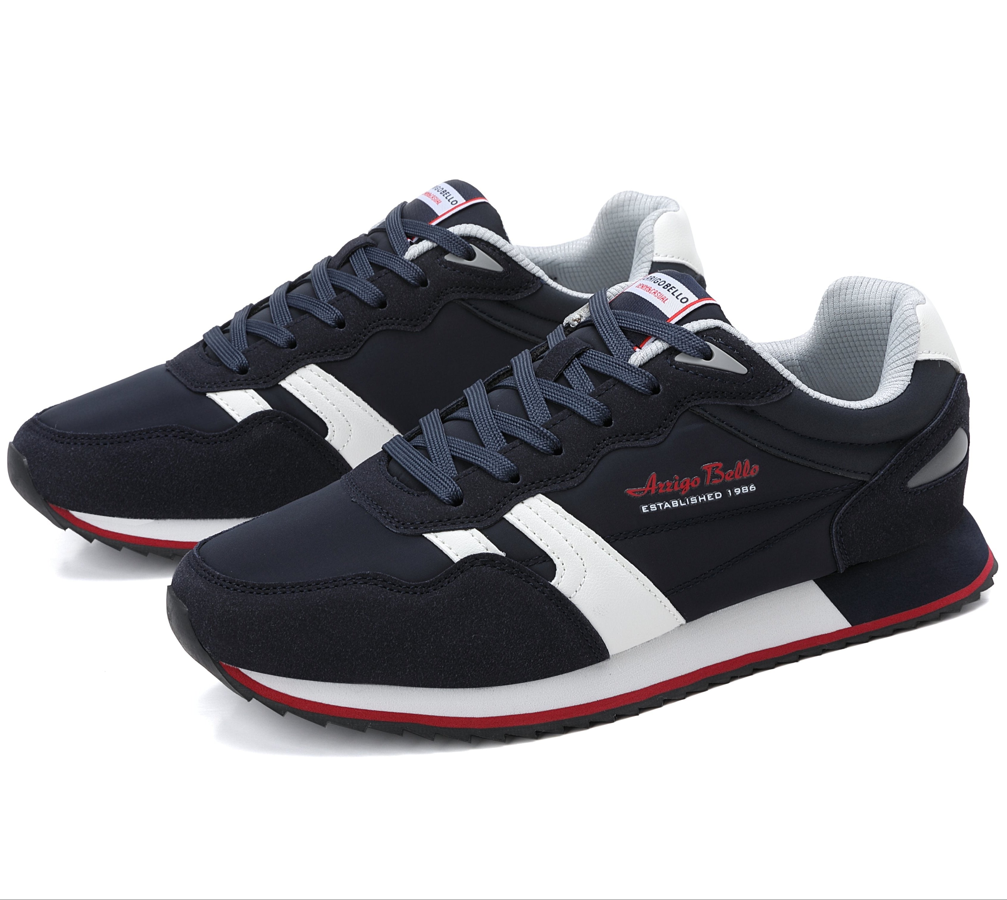 Adidasi casual pentru Barbati, Model Yvar, Realizati din textil- fâș, Insertii piele ecologica, Talpa usoara, Arrigo Bello,Bleumarin