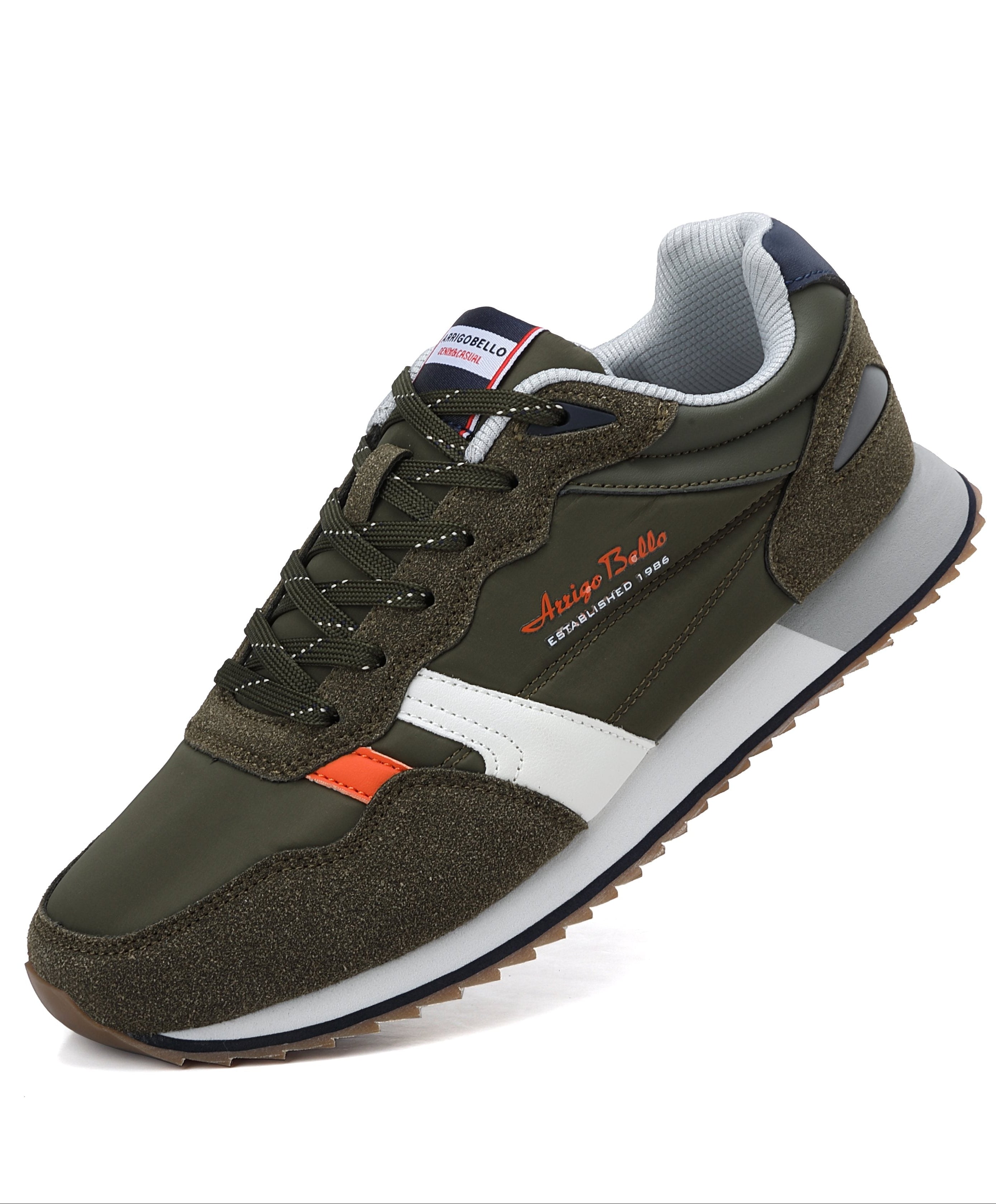 Adidasi casual pentru Barbati, Model Yvar, Realizati din textil- fâș, Insertii piele ecologica, Talpa usoara, Arrigo Bello,Khaki