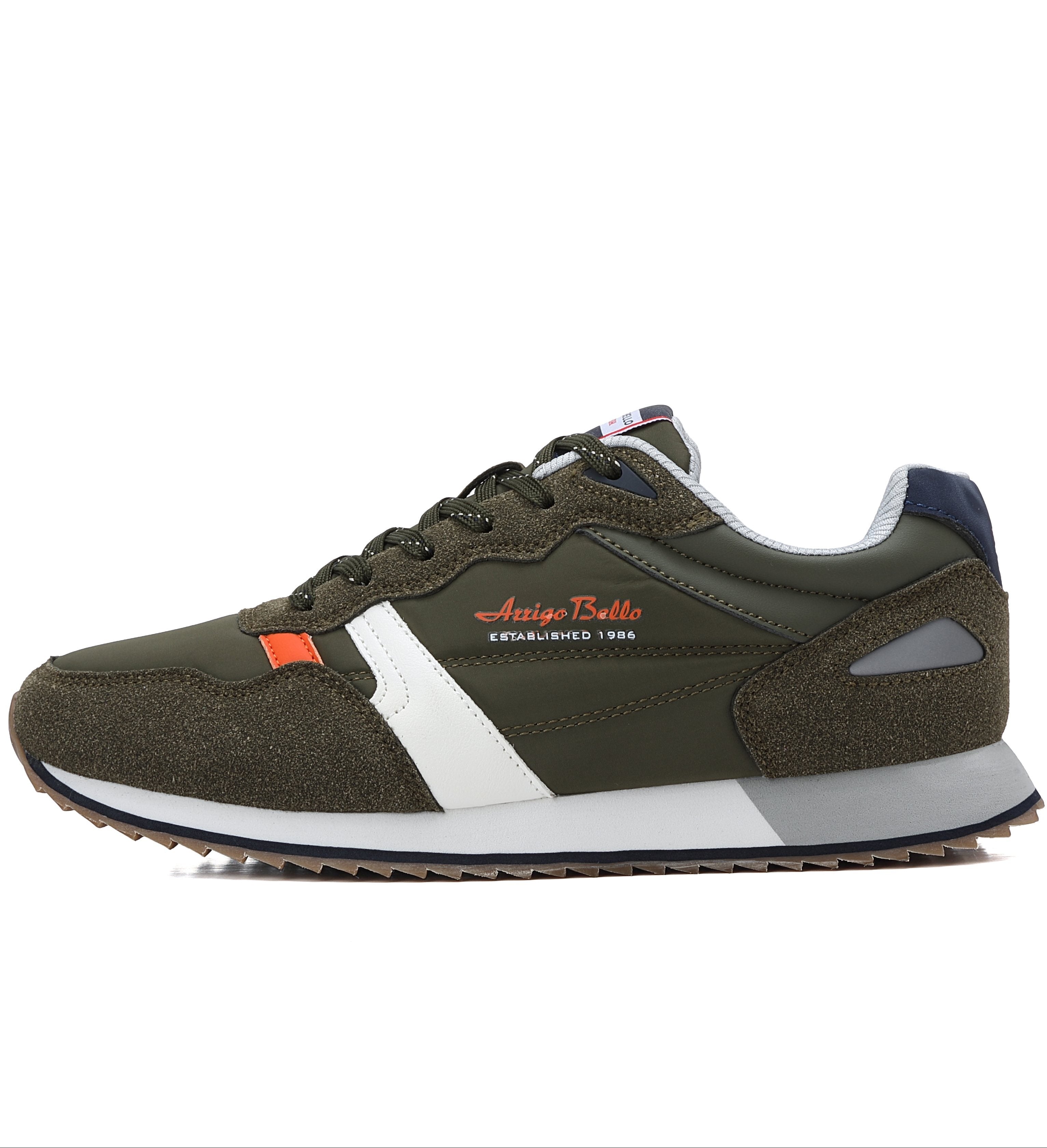Adidasi casual pentru Barbati, Model Yvar, Realizati din textil- fâș, Insertii piele ecologica, Talpa usoara, Arrigo Bello,Khaki