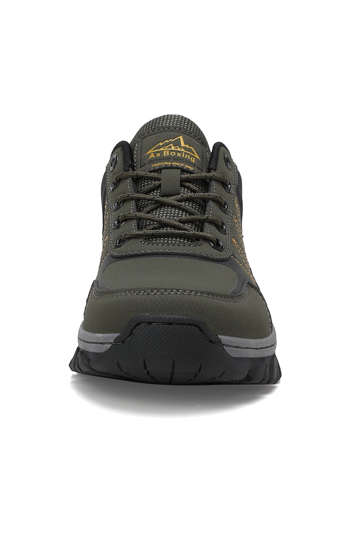 Adidasi Trekking pentru  Barbati, Model Noris, Piele ecologica,  Talpa Cusuta Antiderapanta – Confortabili si Rezistenti, Ax Boxing, Khaki