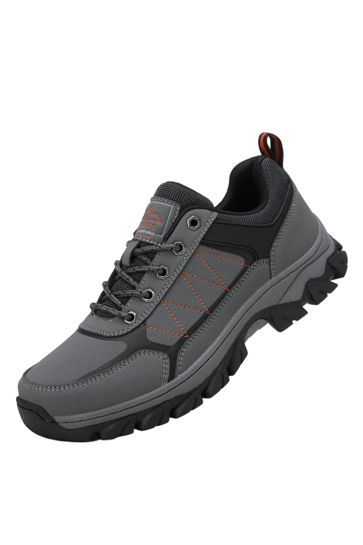 Adidasi Trekking pentru Barbati, Model Noris,Piele ecologica,  Talpa Cusuta Antiderapanta – Confortabili si Rezistenti, Ax Boxing, Gri