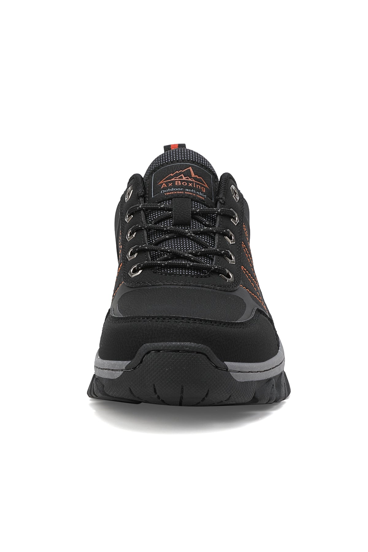Adidasi Trekking pentru Barbati, Model Noris, Piele ecologica,  Talpa Cusuta Antiderapanta – Confortabili si Rezistenti, Ax Boxing, Negru