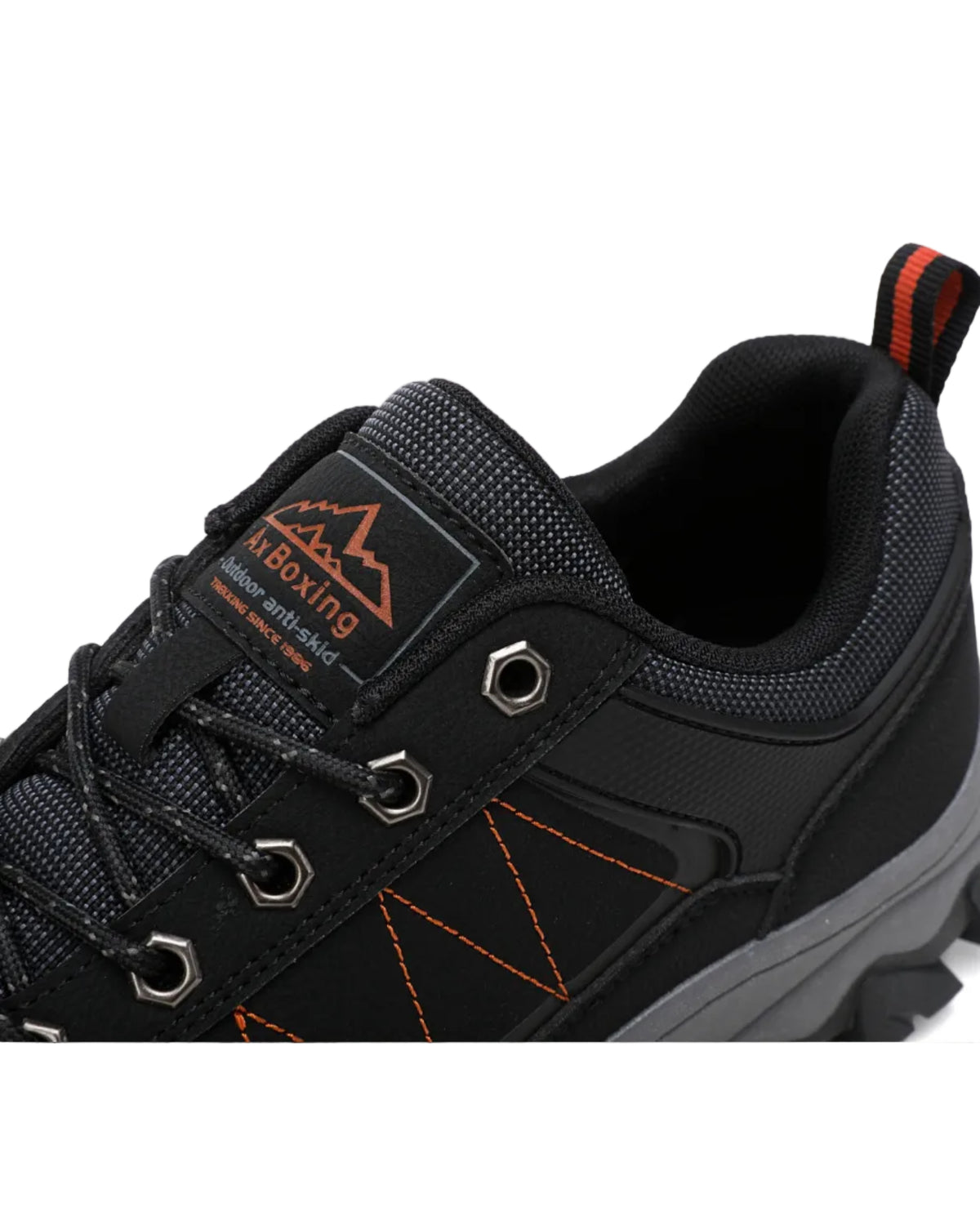 Adidasi Trekking pentru Barbati, Model Noris, Piele ecologica,  Talpa Cusuta Antiderapanta – Confortabili si Rezistenti, Ax Boxing, Negru