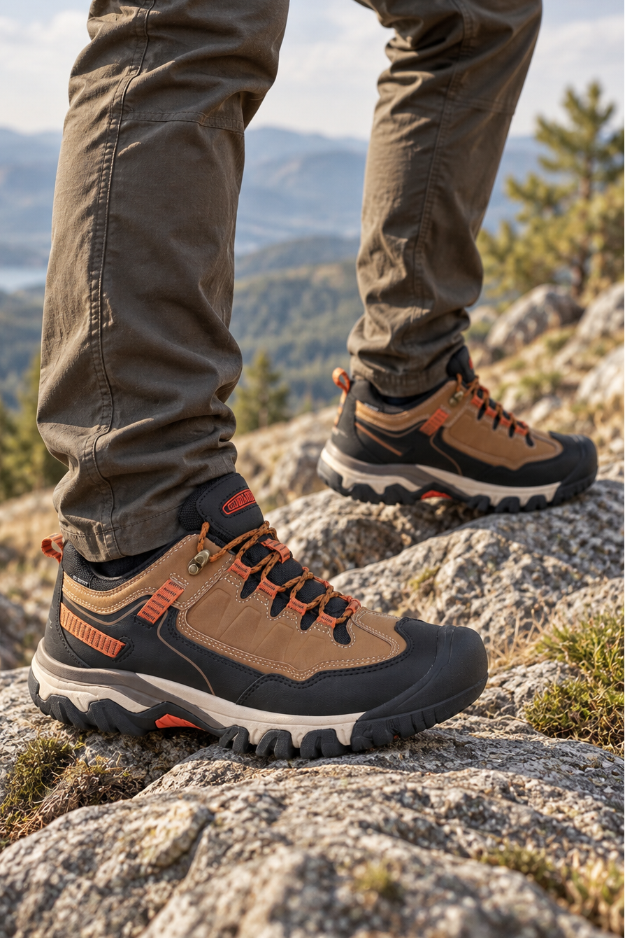 Adidasi Waterproof Trekking pentru Barbati, Model Raj – Talpa Robusta Antiderapanta, Protectie Cauciucata Degete, Materiale Premium, Arrigo Bello Camel