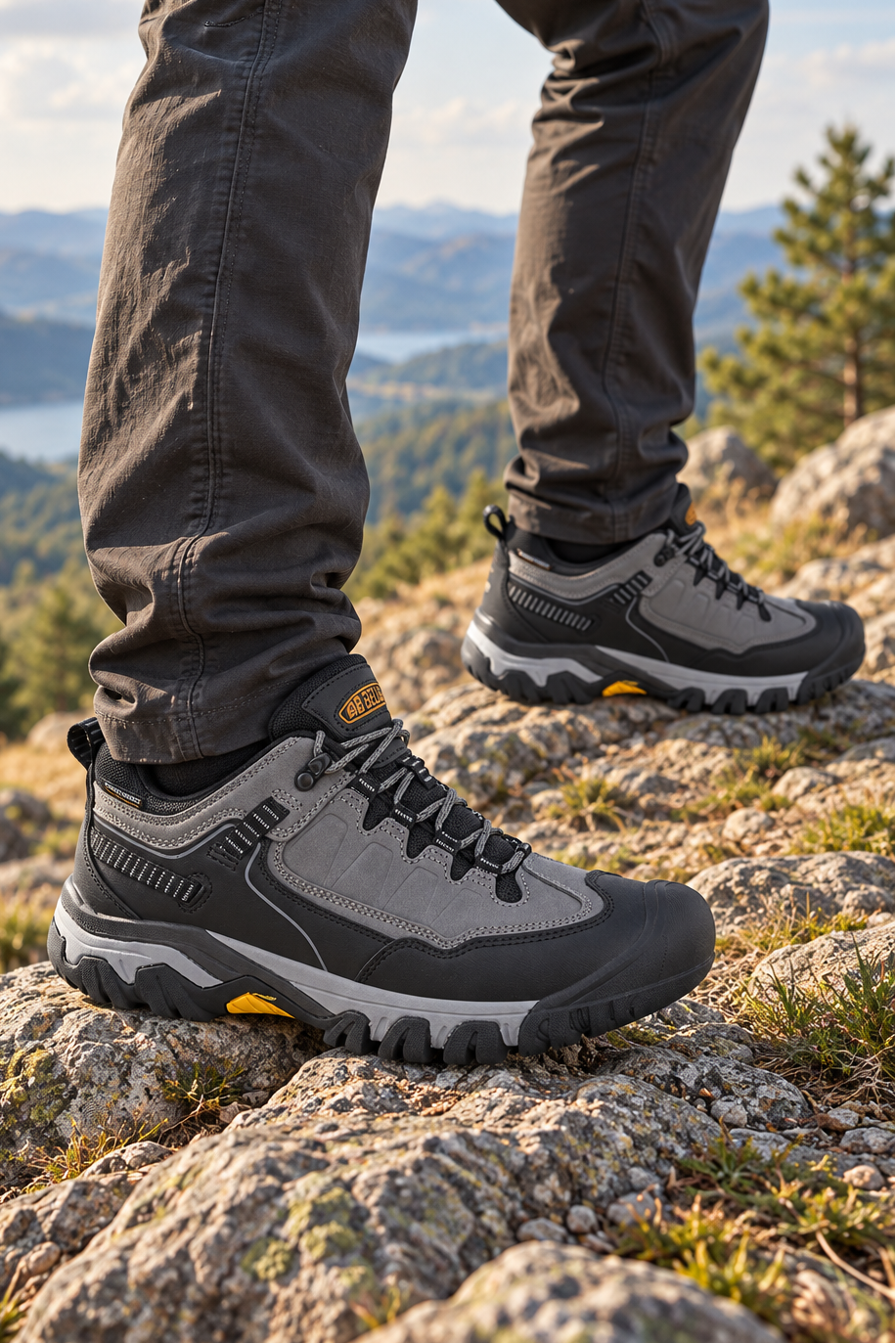 Adidasi Waterproof Trekking pentru Barbati , Model Raj– Talpa Robusta Antiderapanta, Protectie Cauciucata Degete, Materiale Premium, Arrigo Bello, Gri