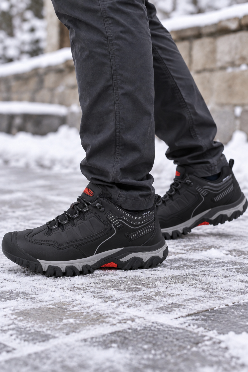 Adidasi Waterproof Trekking pentru Barbati,Model Raj,– Talpa Robusta Antiderapanta, Protectie Cauciucata Degete, Materiale Premium, Arrigo Bello Negru