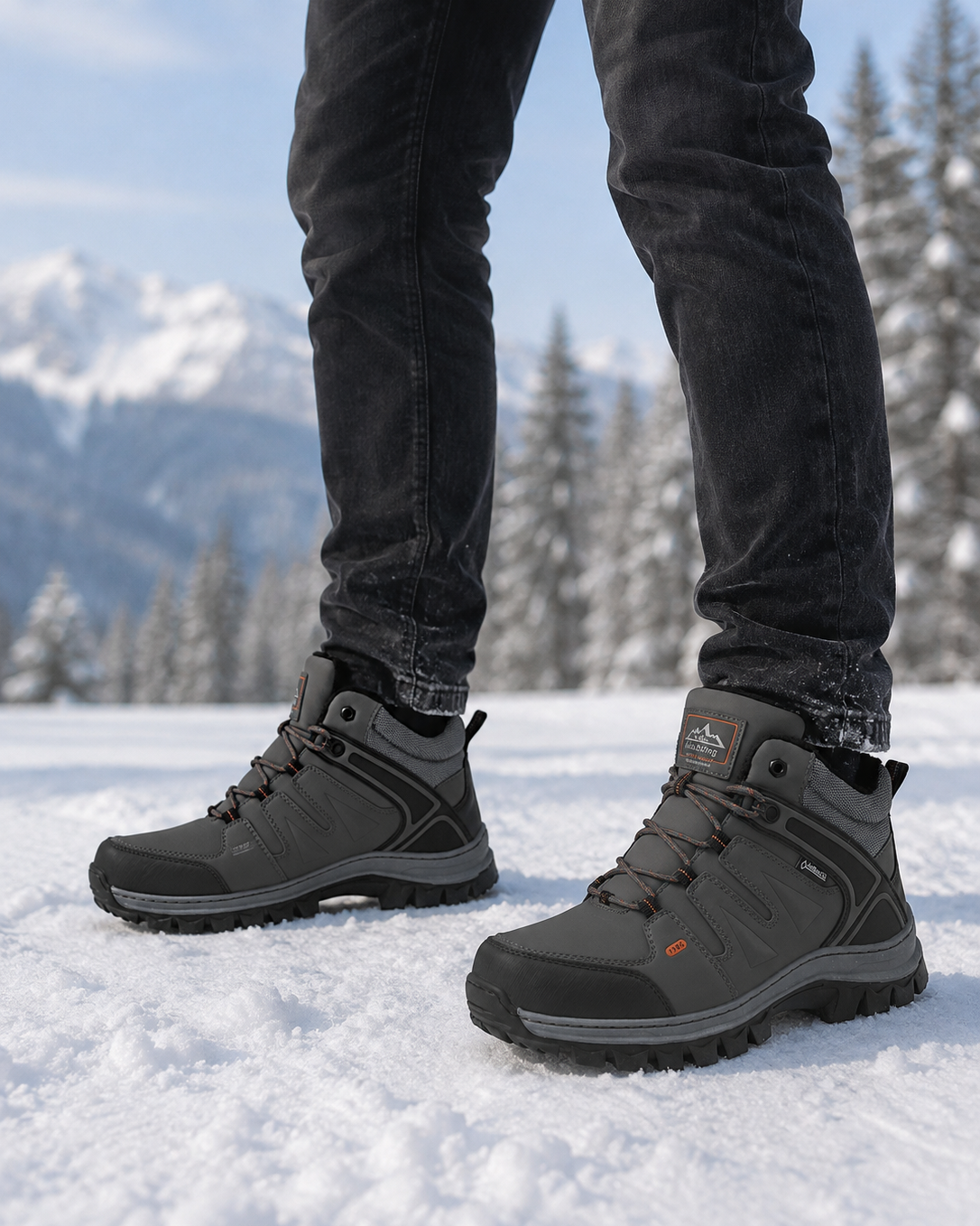 Ghete pentru Bărbați,Model Orion, Imblanite, Piele Ecologică, Talpă Cusuta si Antiderapantă, Durabilitate si Confort, Ax Boxing, Gri