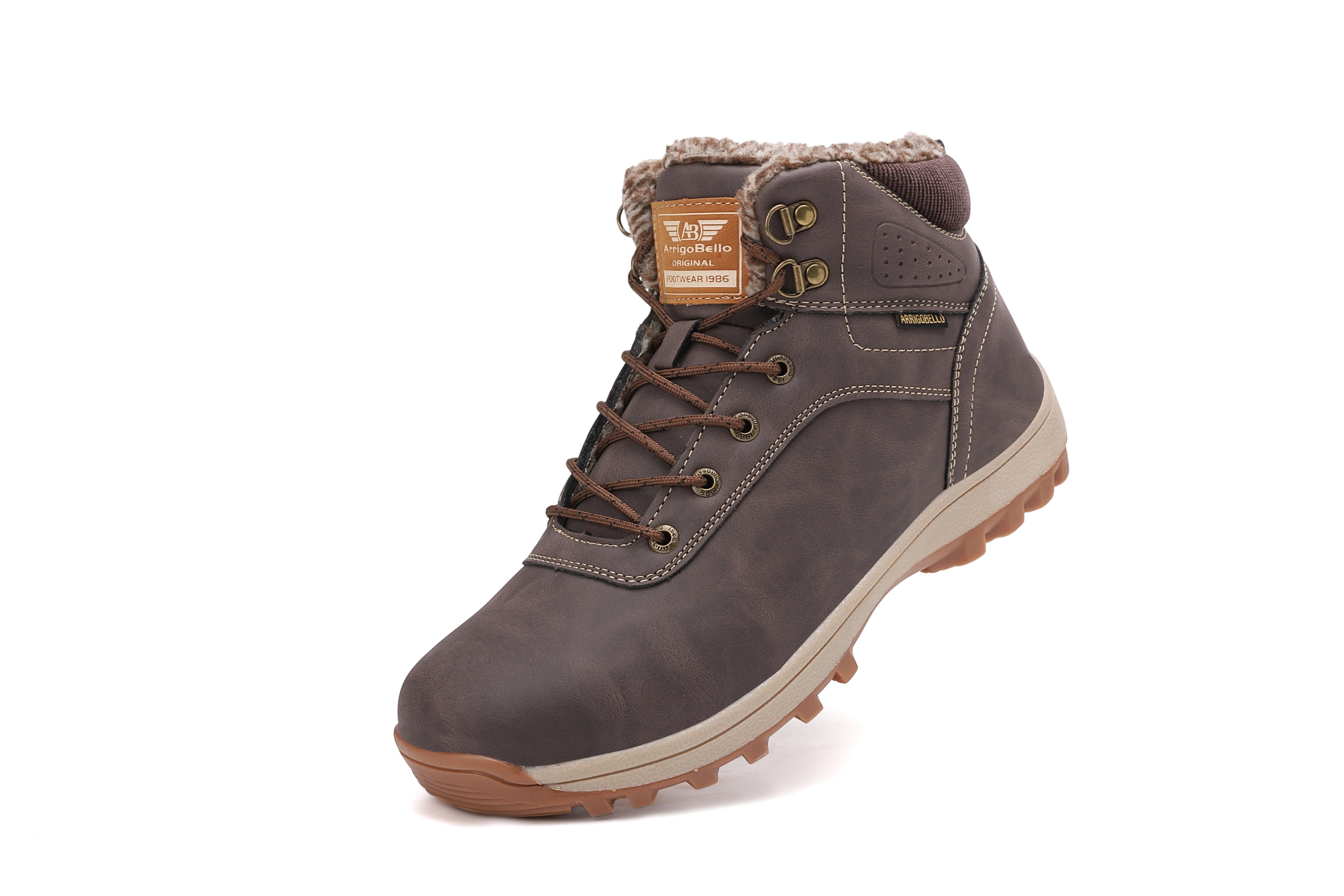 Ghete îmblănite Max pentru bărbați, talpă cusută, piele ecologică, Antiderapante, Arrigo Bello