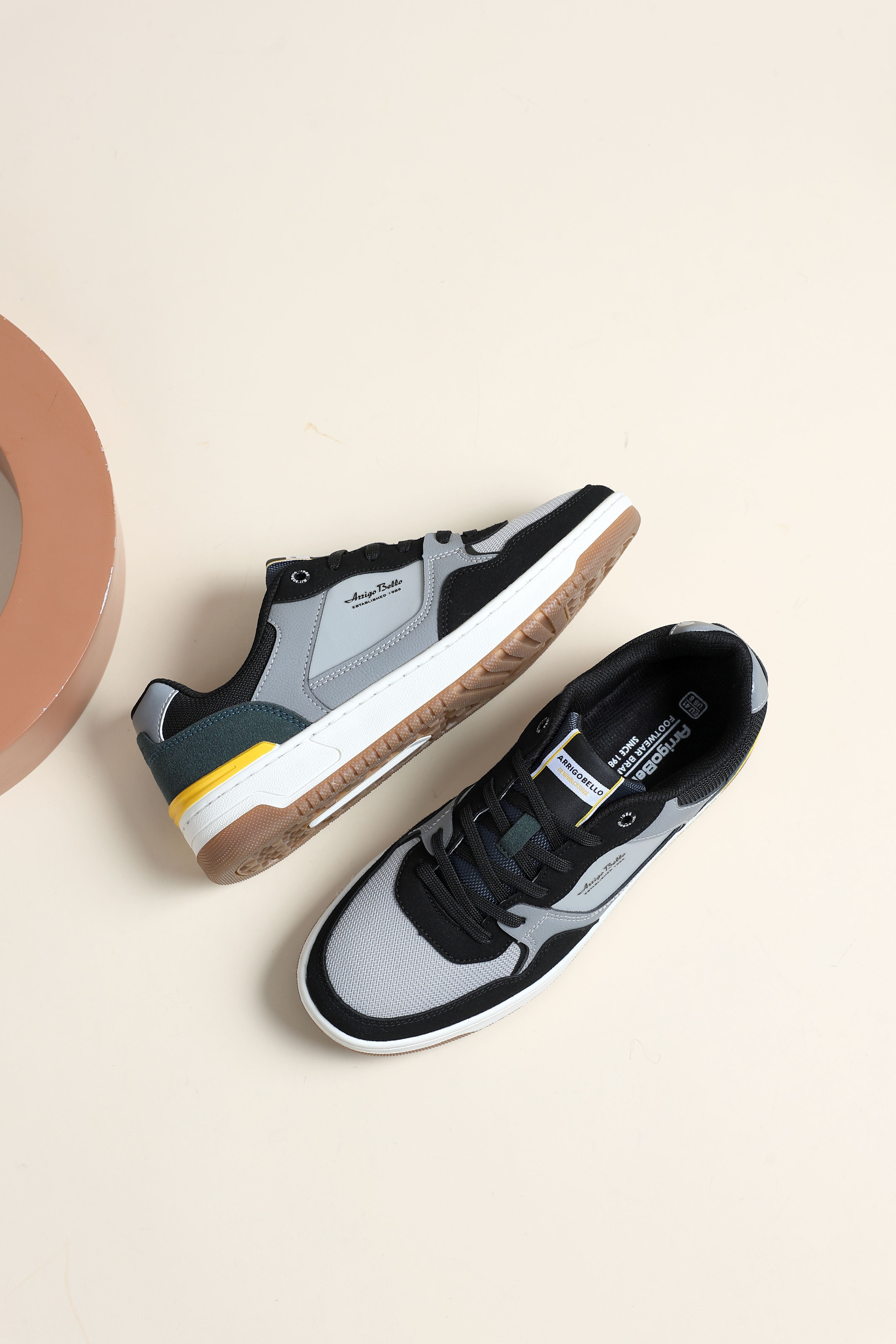Adidasi casual pentru Barbati, Model Cruz, Talpa dreapta, cusuta, Textil, piele ecologica si panza, Arrigo Bello,Negru