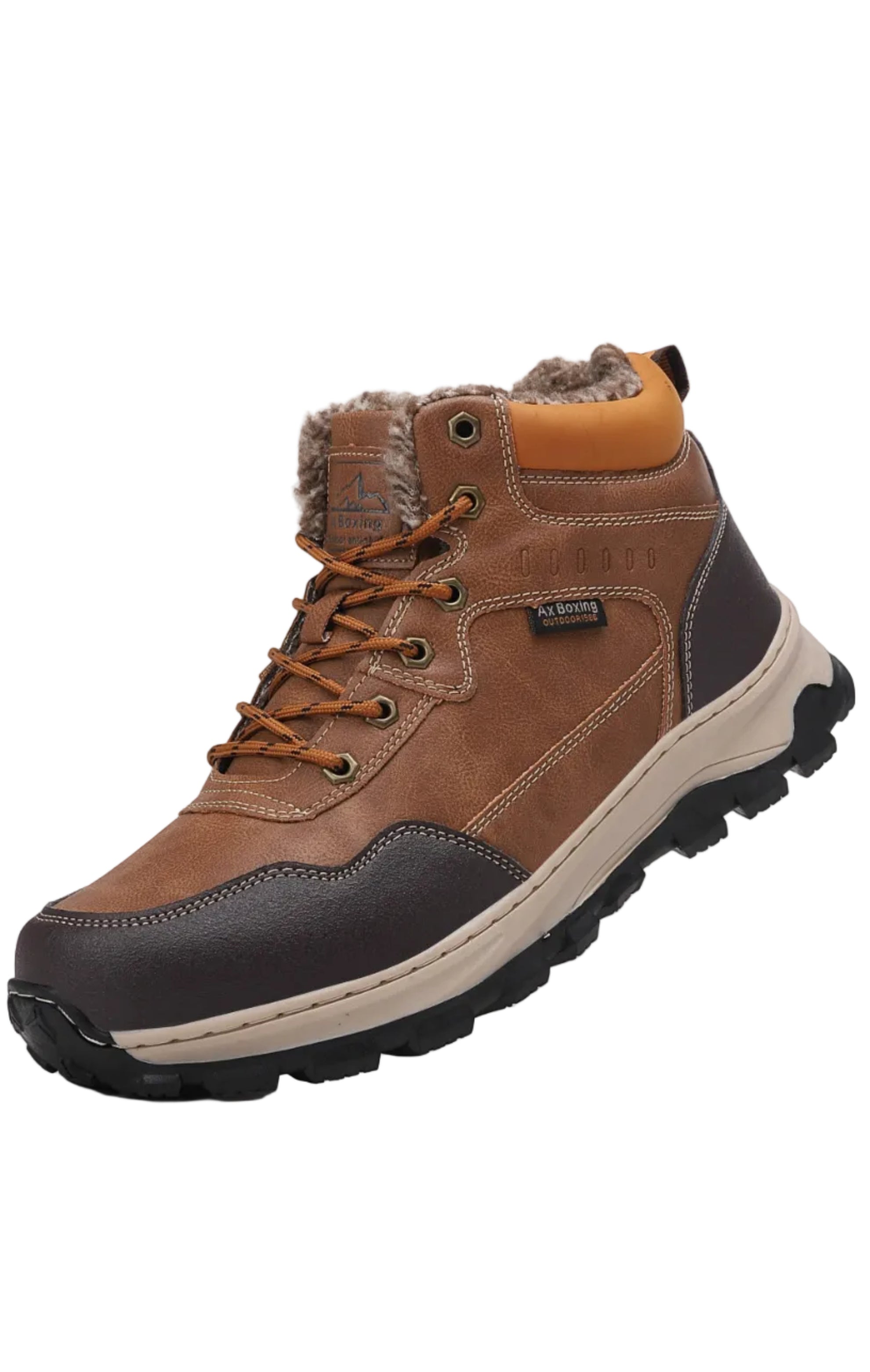Ghete imblanite pentru Barbati, Model Ruben, Piele Ecologica, Talpa Cusuta, Confortabile si Rezistente, Ax Boxing, Camel