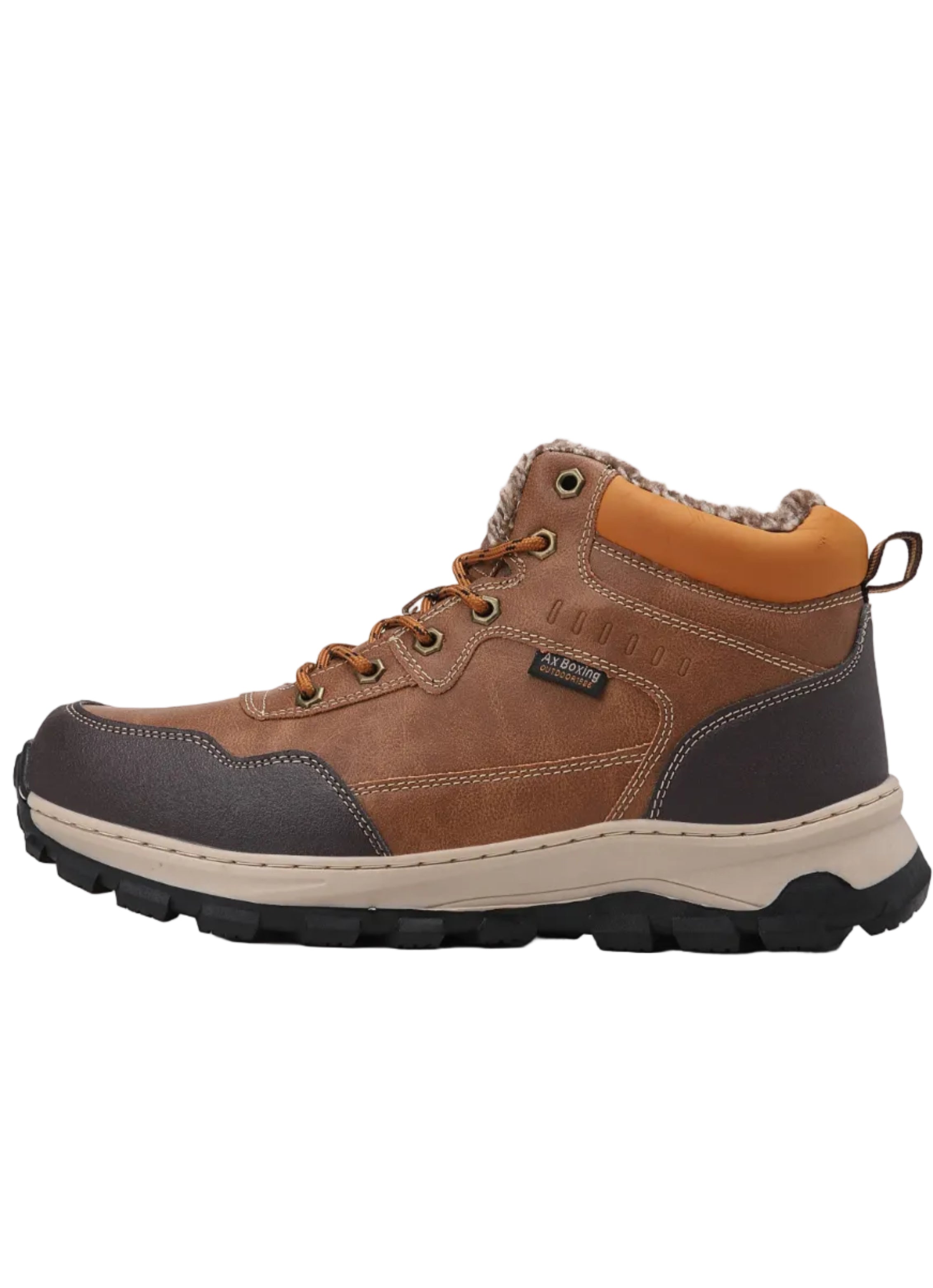 Ghete imblanite pentru Barbati, Model Ruben, Piele Ecologica, Talpa Cusuta, Confortabile si Rezistente, Ax Boxing, Camel