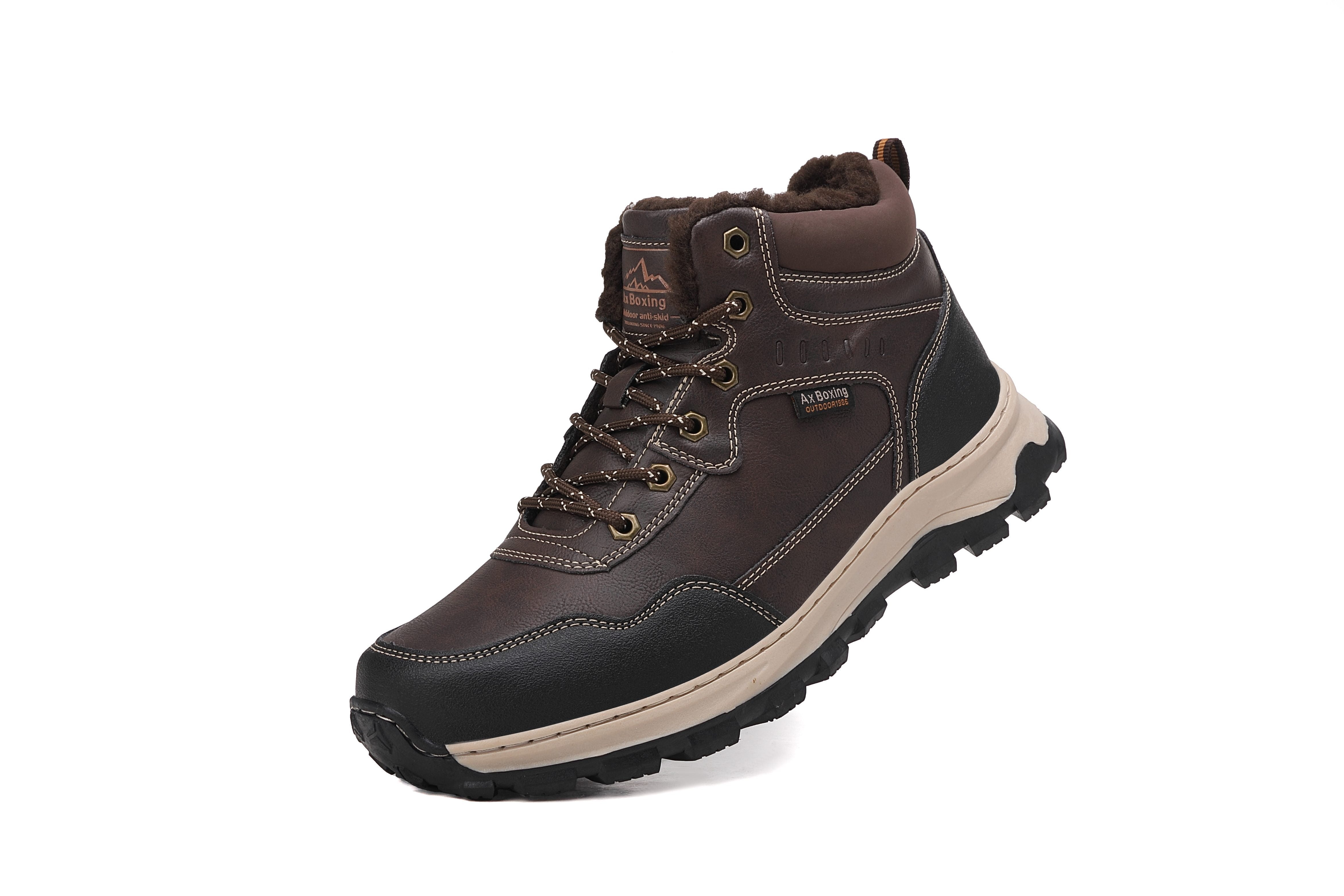 Ghete Ruben imblanite pentru Barbati, tip Bocanci, Piele Ecologica, Talpa Cusuta, Confortabile si Rezistente, Ax Boxing