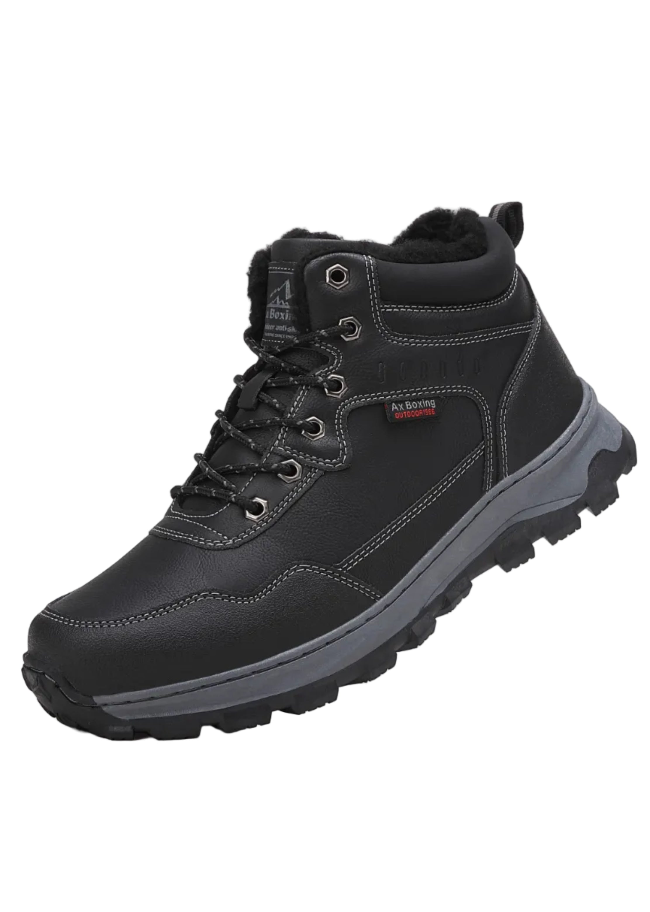 Ghete imblanite pentru Barbati, Model Ruben, Piele Ecologica, Talpa Cusuta, Confortabile si Rezistente, Ax Boxing, Negru