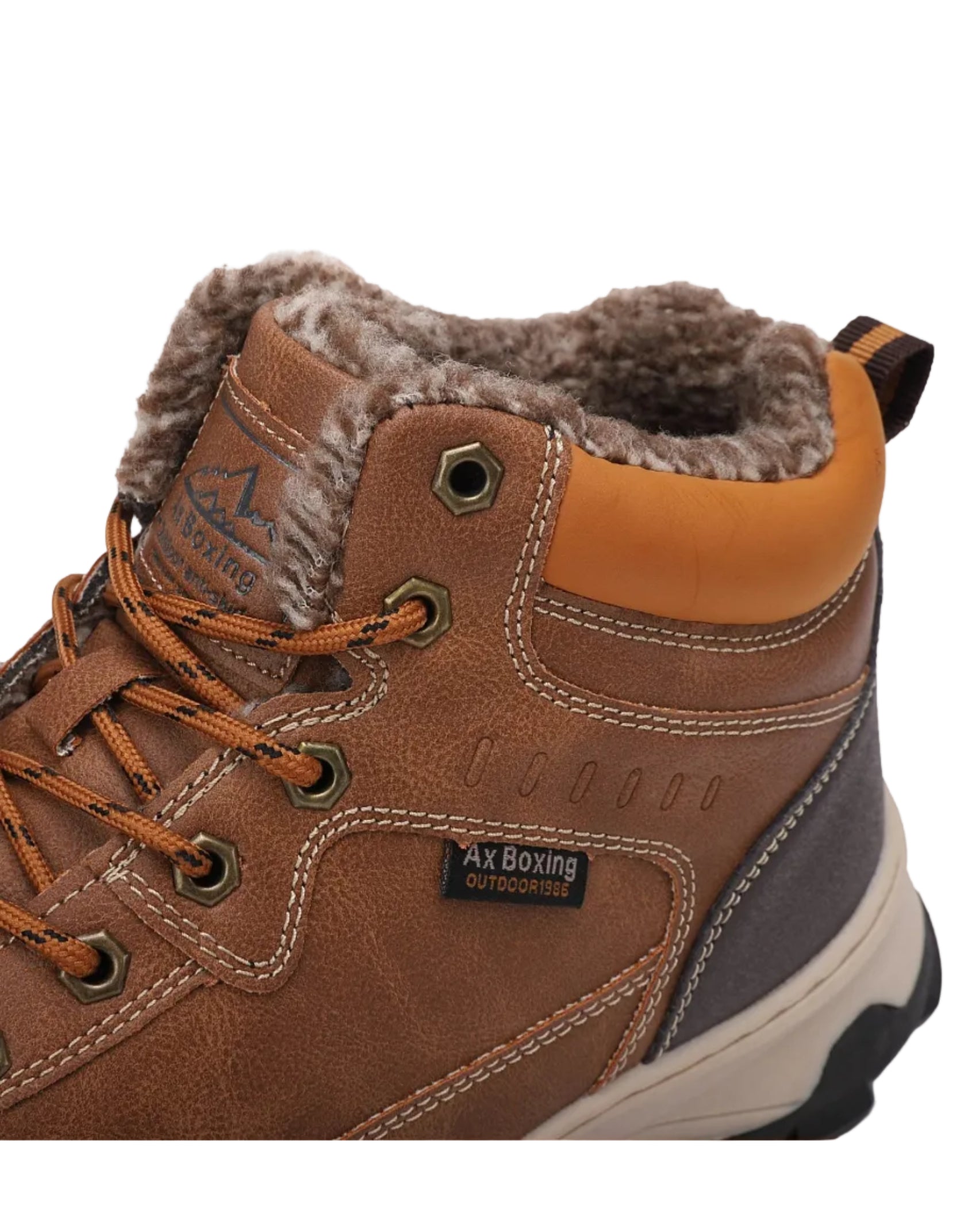 Ghete imblanite pentru Barbati, Model Ruben, Piele Ecologica, Talpa Cusuta, Confortabile si Rezistente, Ax Boxing, Camel