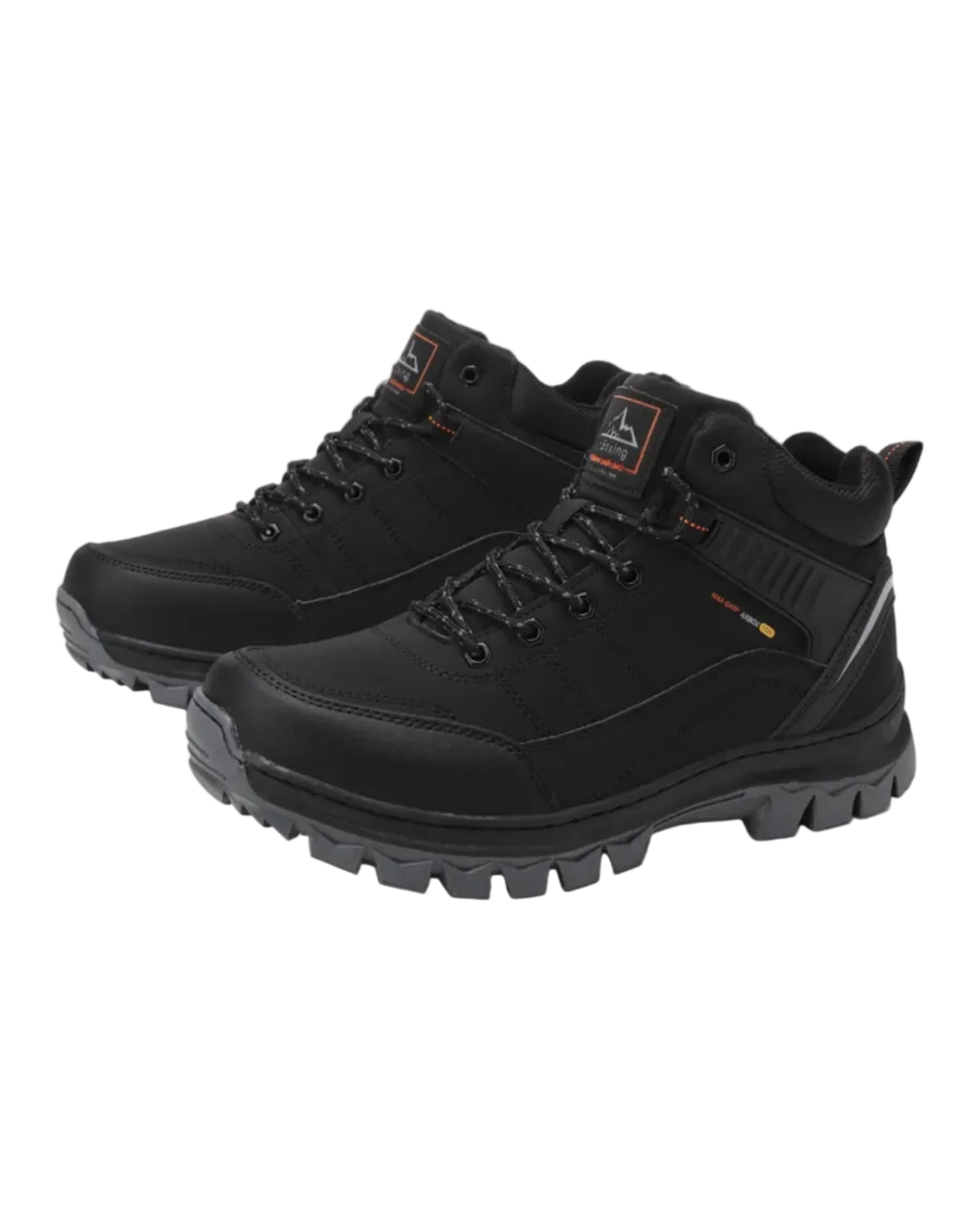 Bocanci imblaniti pentru Barbati, Model Cezar,Piele ecologica Premium, Rezistenti si Confortabili, Talpa cusuta, Antiderapanta, Ax Boxing, Negru